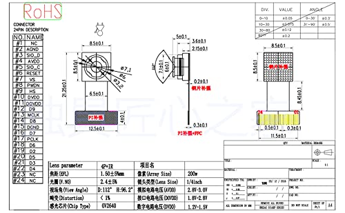 High-Resolution 2MP OV2640 Camera Module with 160° Wide-Angle Lens & 24-Pin DVP Interface for ESP32 - Perfect for Smart Home Security, IoT Devices, and DIY Electronics Projects (75mm Fisheye Lens Included)