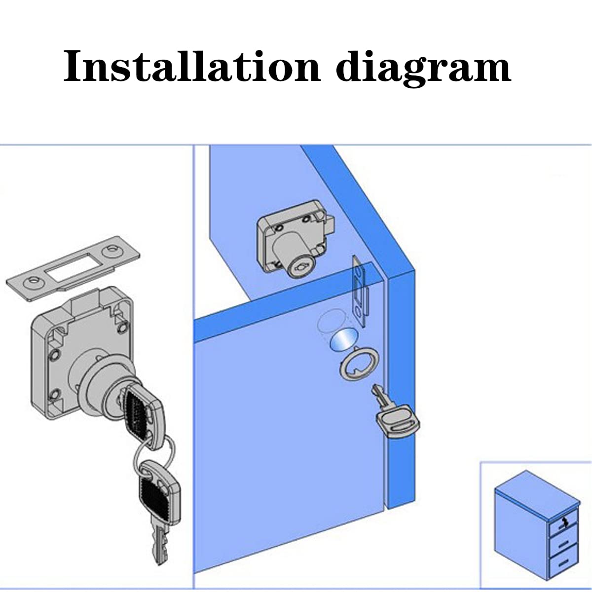 **Keyed Alike Automatic Cabinet Drawer Lock with Forstner Drill Bit - 3/4