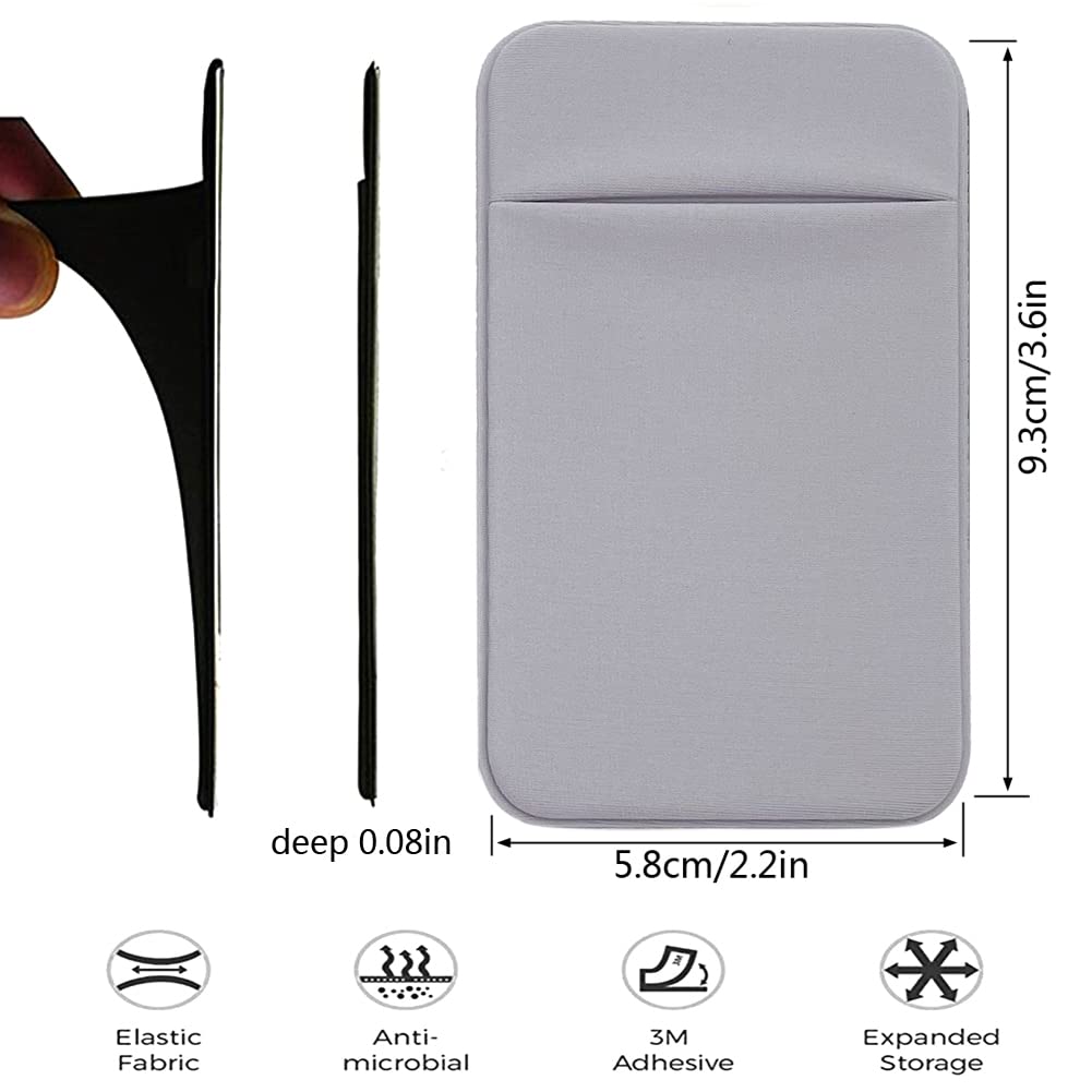 4 Pack Sticky Phone Card Holder - Adhesive Wallet for Credit Cards, ID & Cash - Stretchy Fabric Sleeves for Android Smartphones (Perfect for Gym, Travel & Everyday Use)