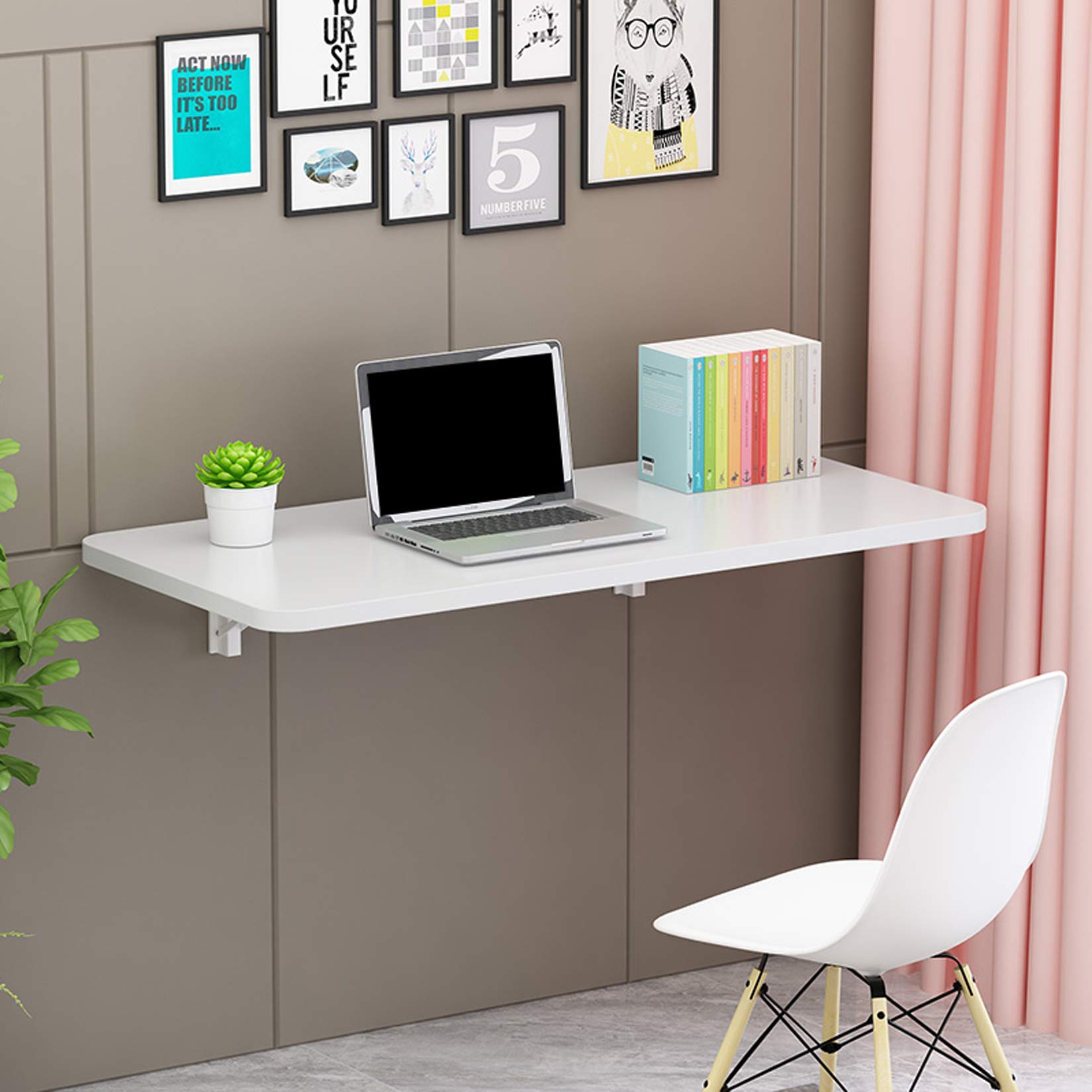 Wall Mounted Table - Space Saving Multifunctional Wall-Mounted Desk for Kitchen, Dining, Kids Room & Home Office - White (19 Sizes: 70x30cm/28x12in) - Perfect for Small Spaces, Apartments & Dorm Rooms