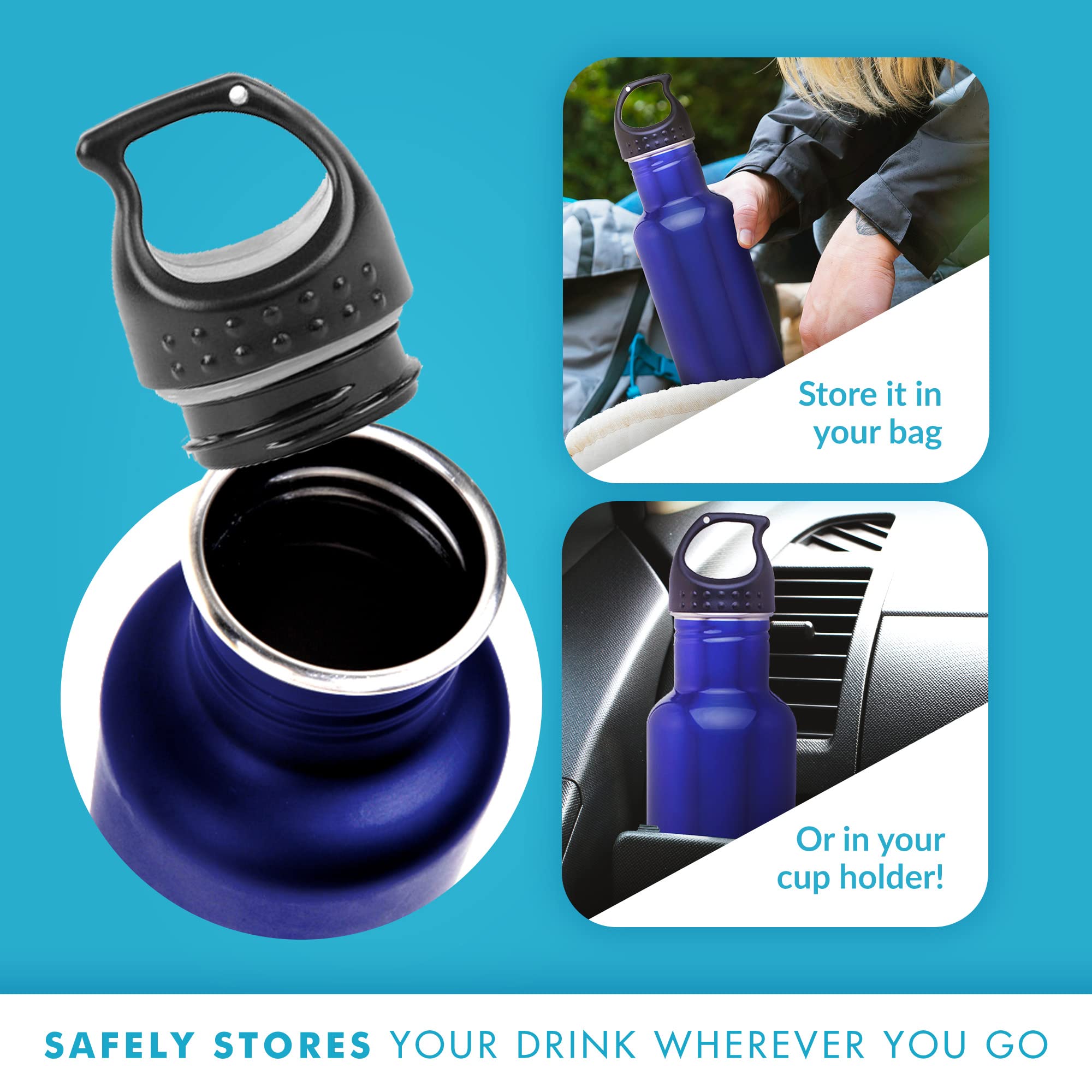 Stainless Steel Water Bottle 24oz - Wide Mouth Reusable for School, Gym & Work