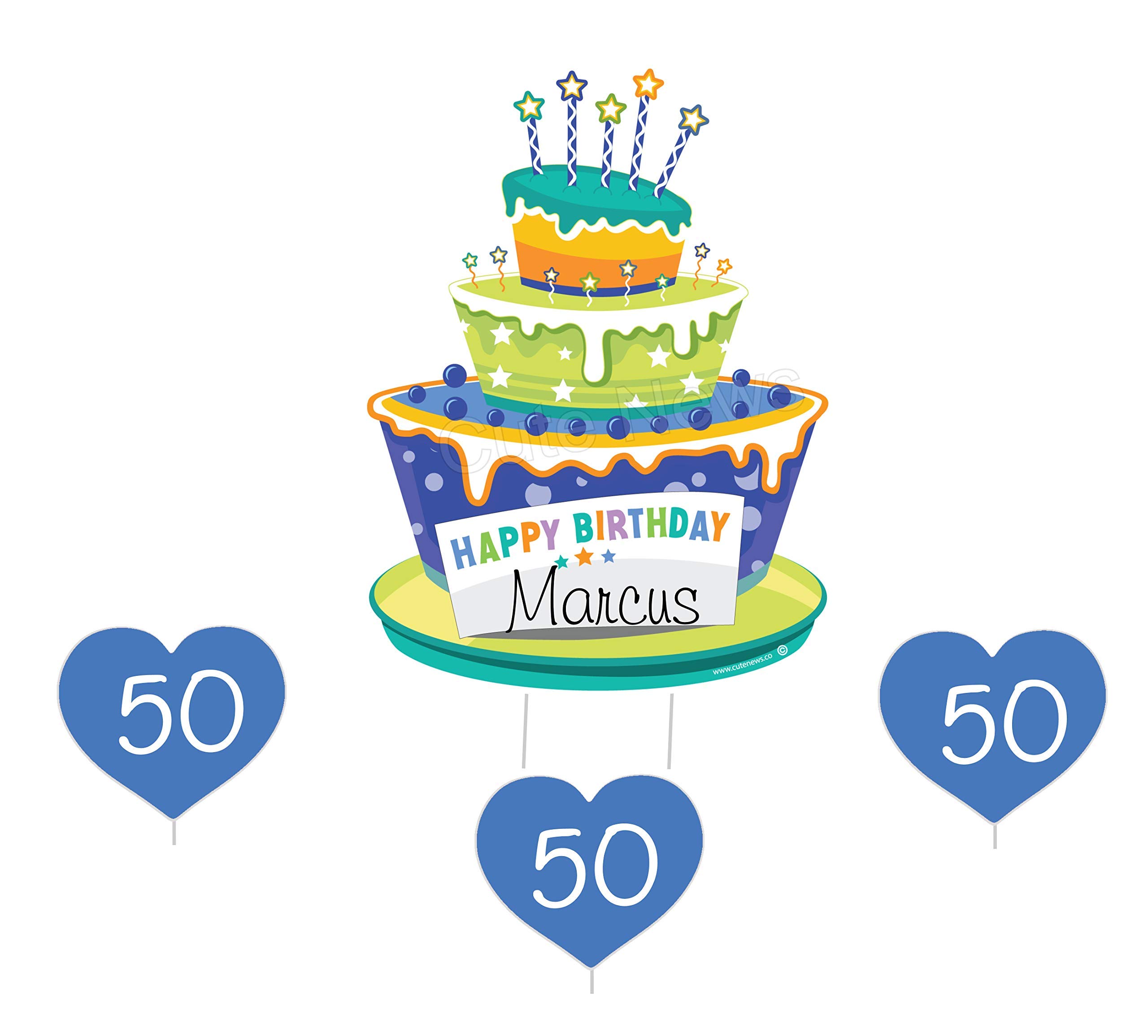 Happy 50th Birthday Yard Signs - Blue Outdoor Lawn Decorations for Milestone Celebrations & Party Decor