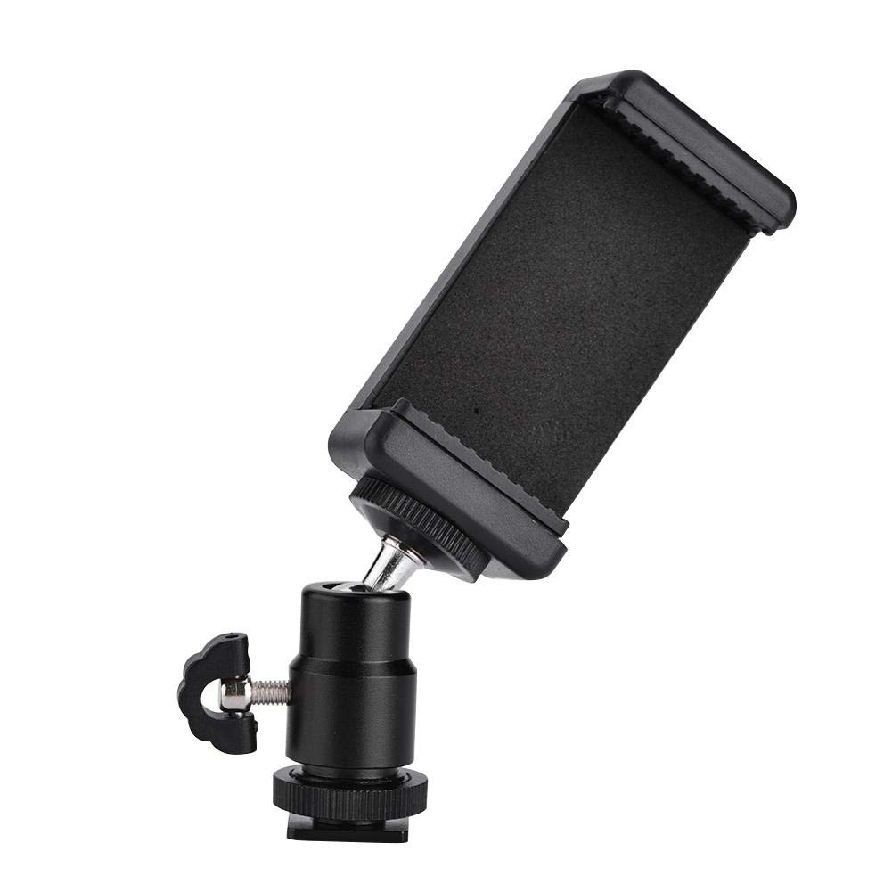 360° Rotating Metal Phone Holder Clip - Universal Tripod Adapter for Smartphones, Flashlights & Handles | Perfect for Vlogging, Live Streaming & Photography (Black)