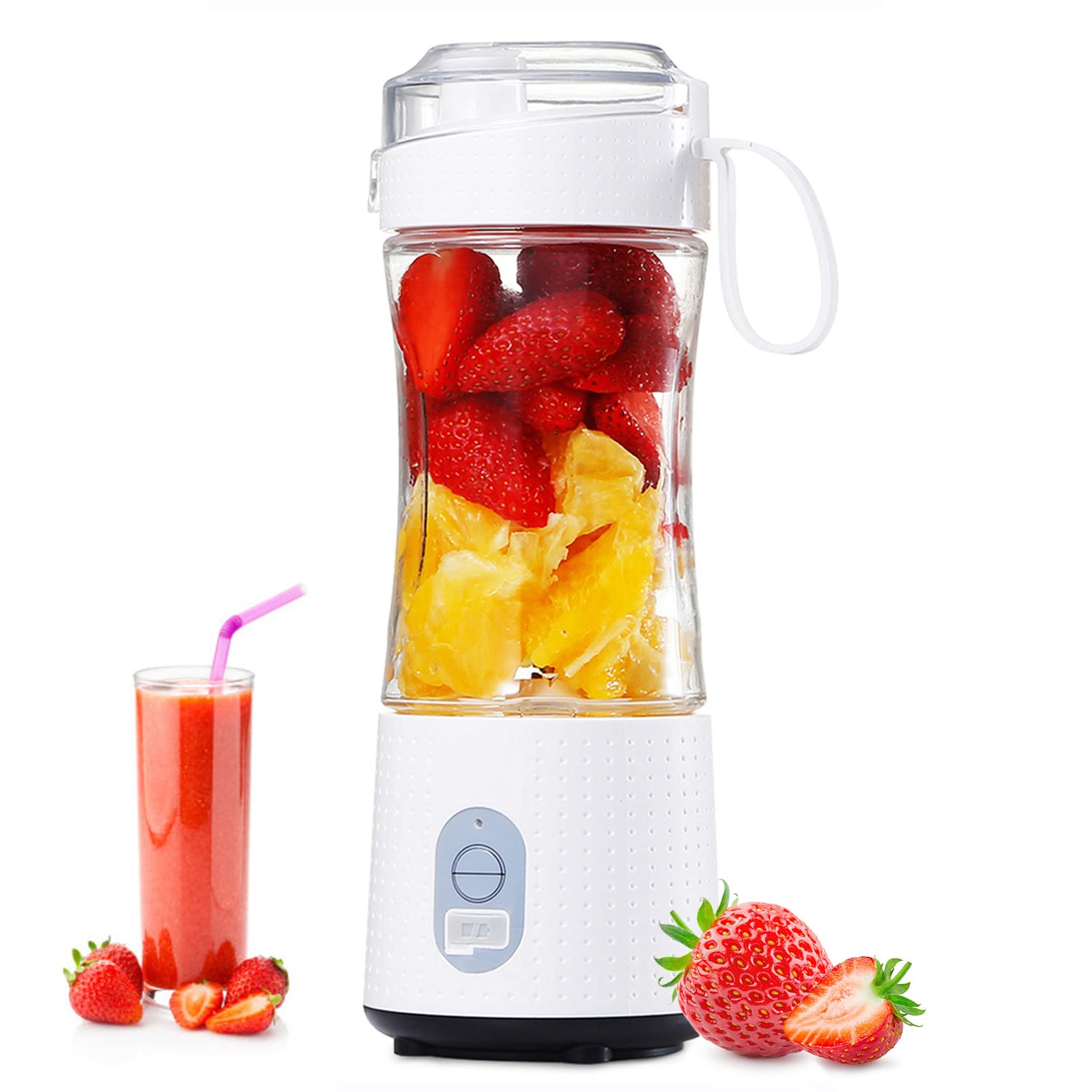 Portable Mini Smoothie Blender - Personal Single Serve Travel Blender with USB Rechargeable Battery - Perfect for Juices, Smoothies & Shakes at Home, Gym, Office or On-The-Go
