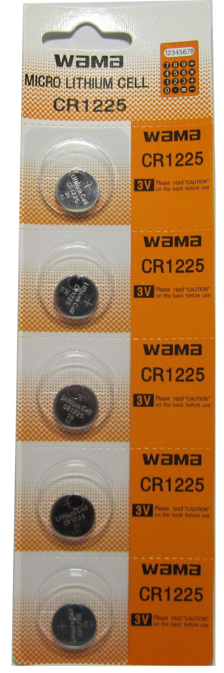 5-Pack CR1225 3V Lithium Coin Batteries - Long Lasting Power for Watches, Key Fobs, Calculators & Medical Devices