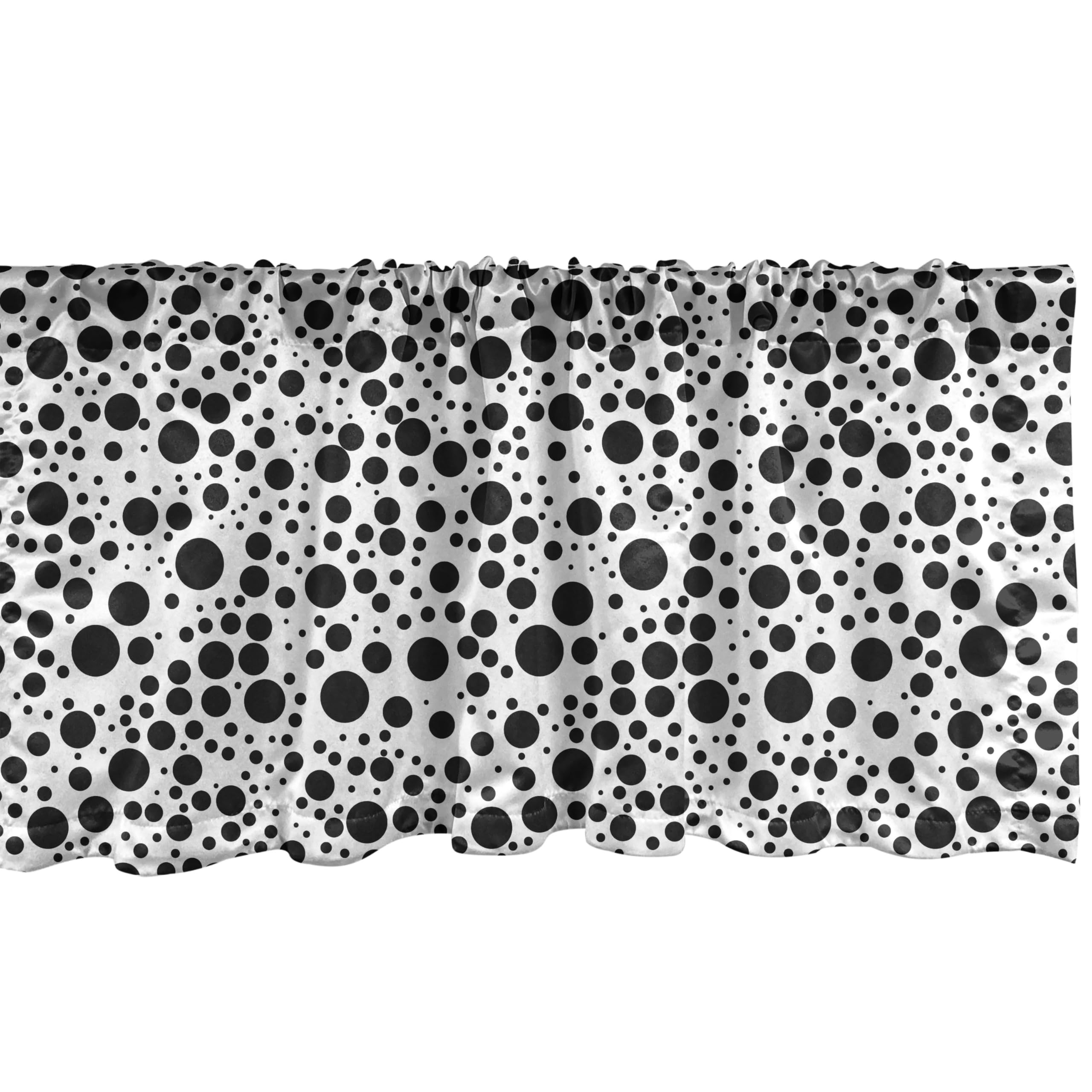 Ambesonne Black and White Dot Window Valance - Modern Bubbles Pattern Curtain for Kitchen & Bedroom Decor with Rod Pocket, 54x18 Inches | Perfect for Farmhouse, Minimalist & Contemporary Home Styling