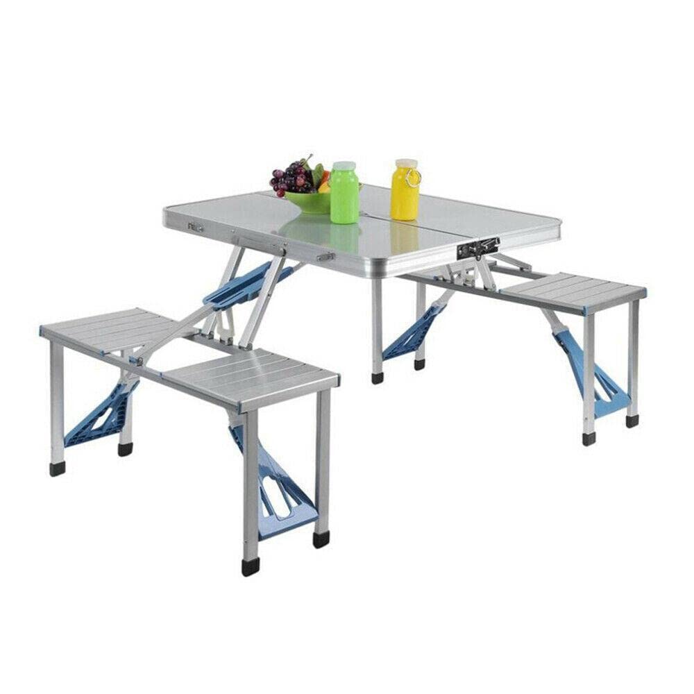 Portable Folding Camping Table 4-Seat Aluminum & ABS Picnic Table Set with Carrying Case - Compact Outdoor Dining Table for Camping, Backyard BBQ, Beach Party, Tailgating & Patio Gatherings