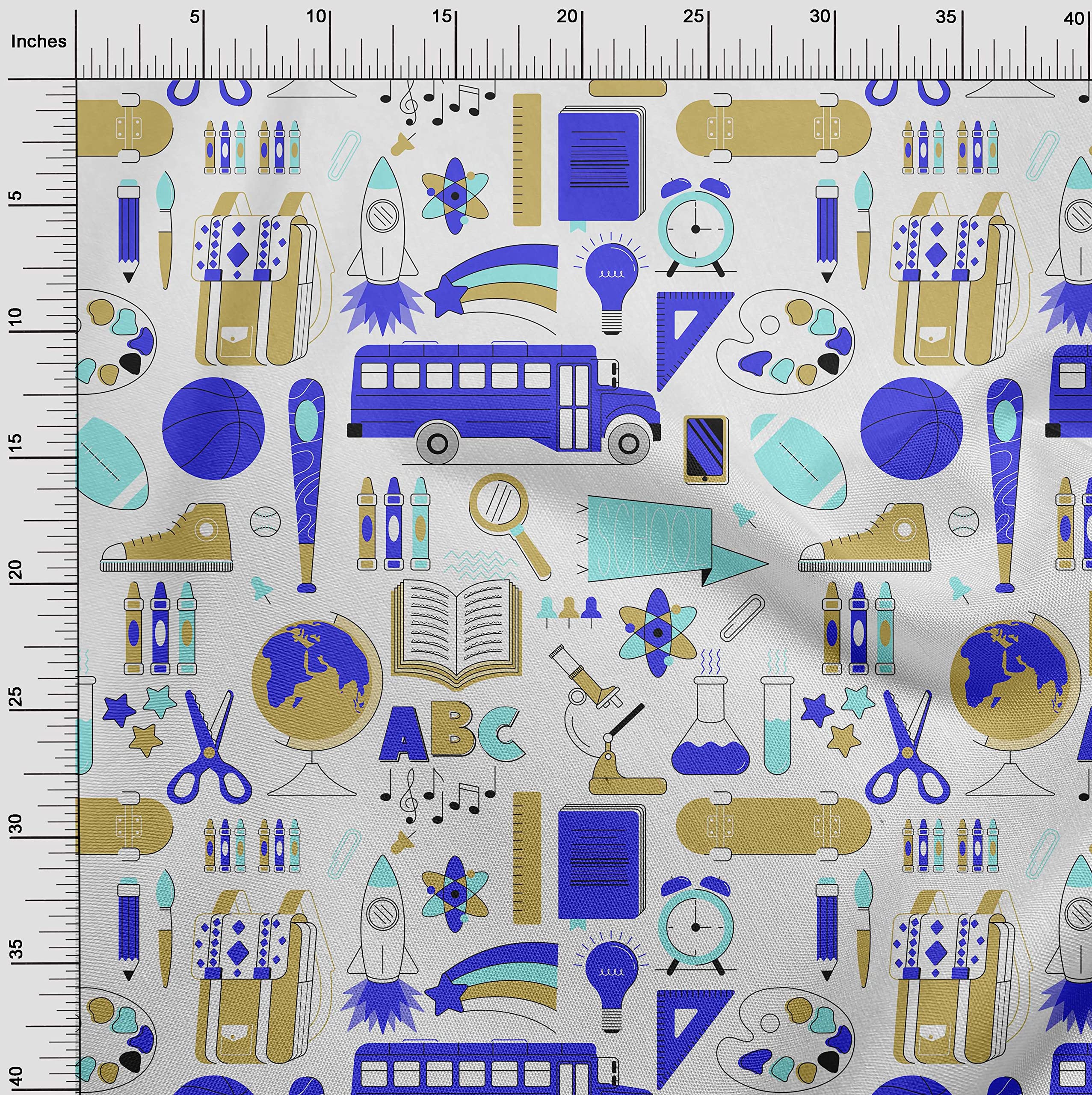 oneOone Rayon Blue Fabric for Kids - 56 Inch Wide Printed DIY Sewing Material by The Yard - Perfect for Children's Clothing, Quilting & Craft Projects
