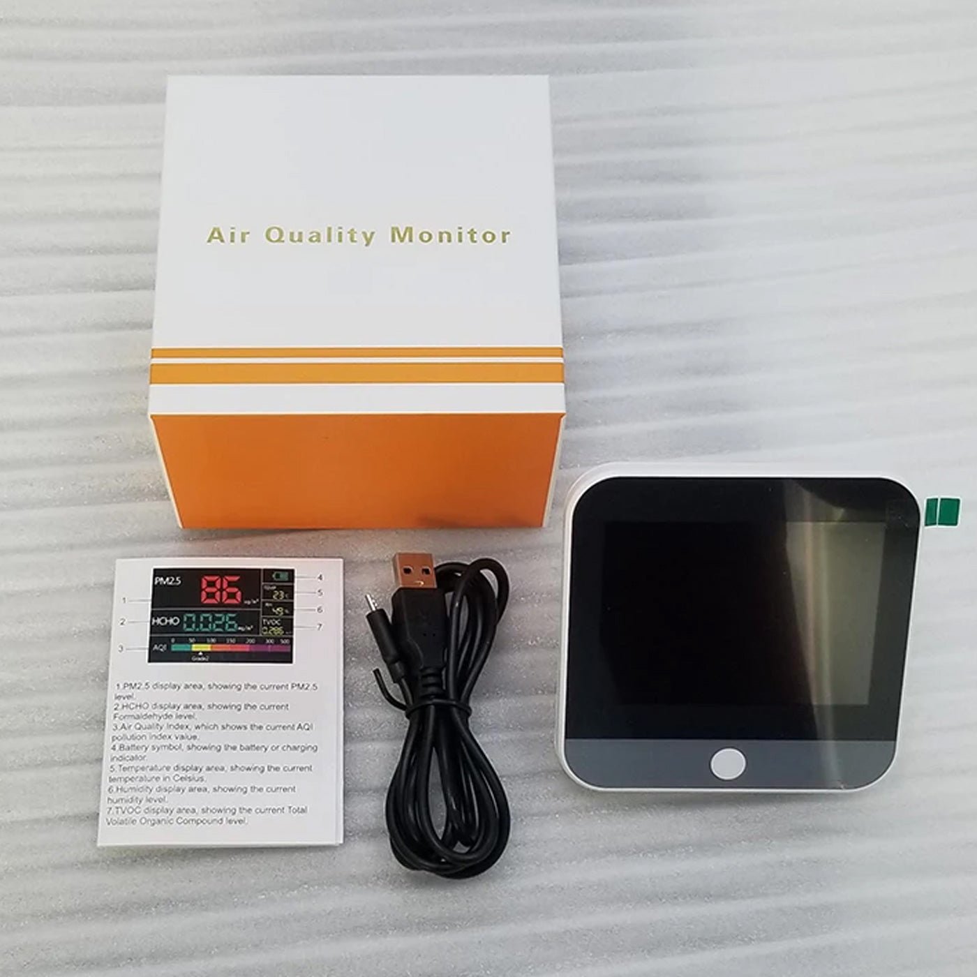 Best Indoor Air Quality Monitor - Real-Time AQI, PM2.5/PM10/PM1.0, HCHO & TVOC Detection - Perfect for Home, Office & Baby Room Safety