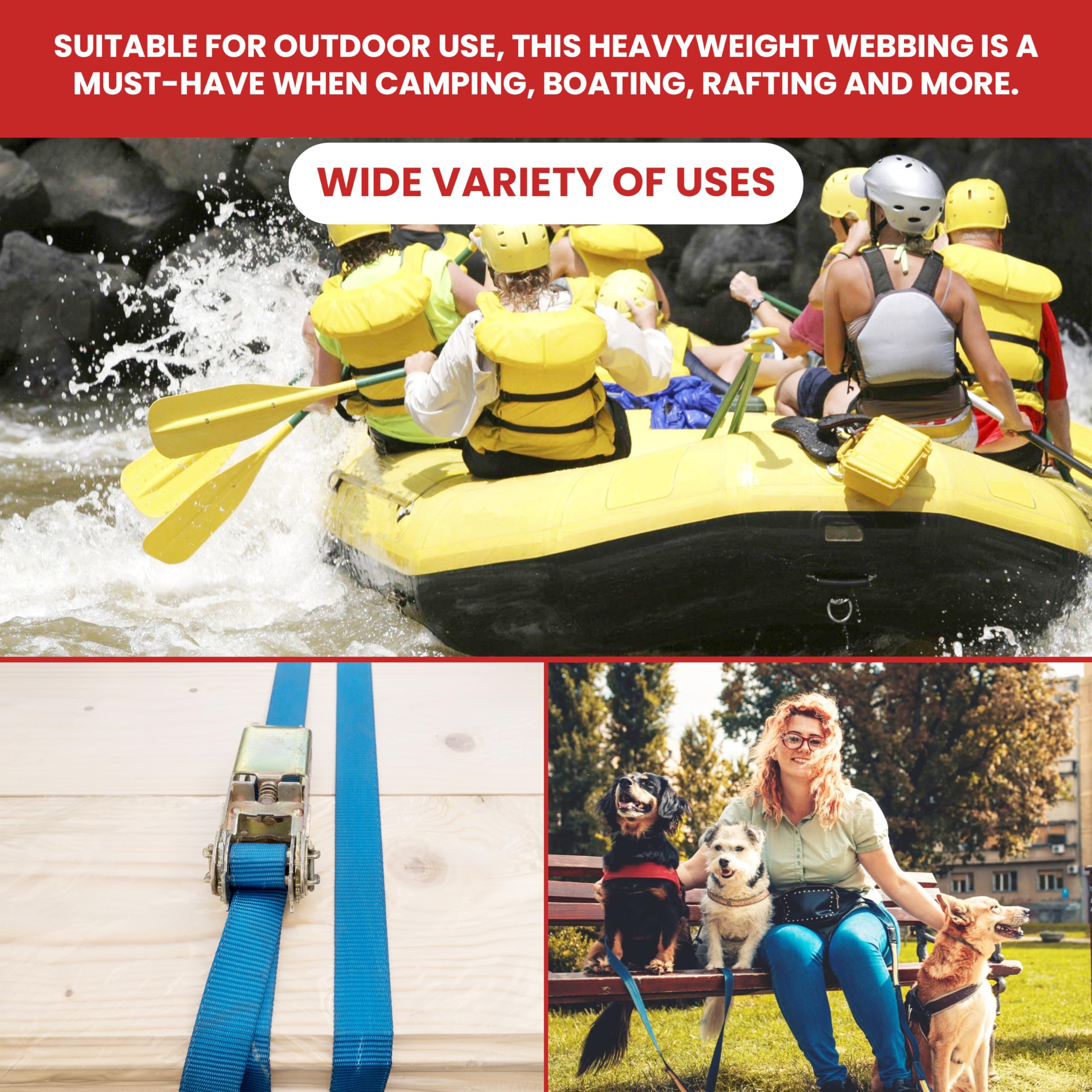 Durable Polypropylene UV Resistant Webbing Straps - 1 Inch (Green, 100) | Ideal for DIY Projects, Pet Collars, Outdoor Gear & Crafts | Perfect for Camping, Hiking & Home Organization