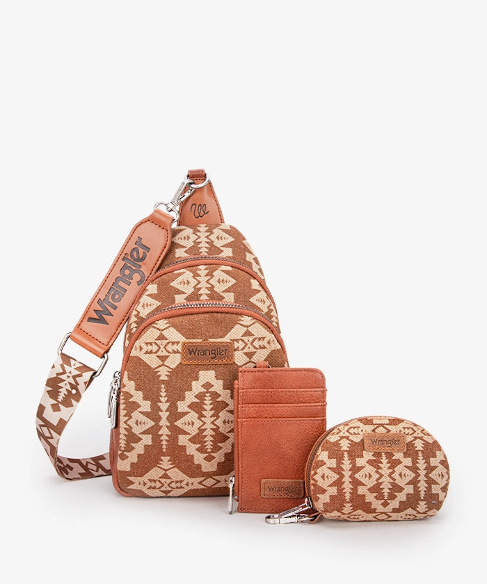 Wrangler Aztec Print Sling Bag - Stylish Crossbody Bag for Men & Women - Perfect for Travel, Hiking, and Everyday Use