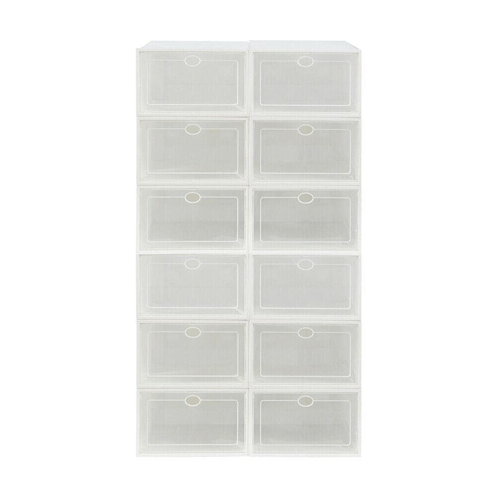 12-Piece Clear Stackable Shoe Storage Boxes - Transplastic Shoe Organizer for Closet, Entryway & Shelves | Space-Saving Shoe Cabinet & Rack for Sneakers, Boots & Heels | Perfect for Home, Dorm & Office Organization