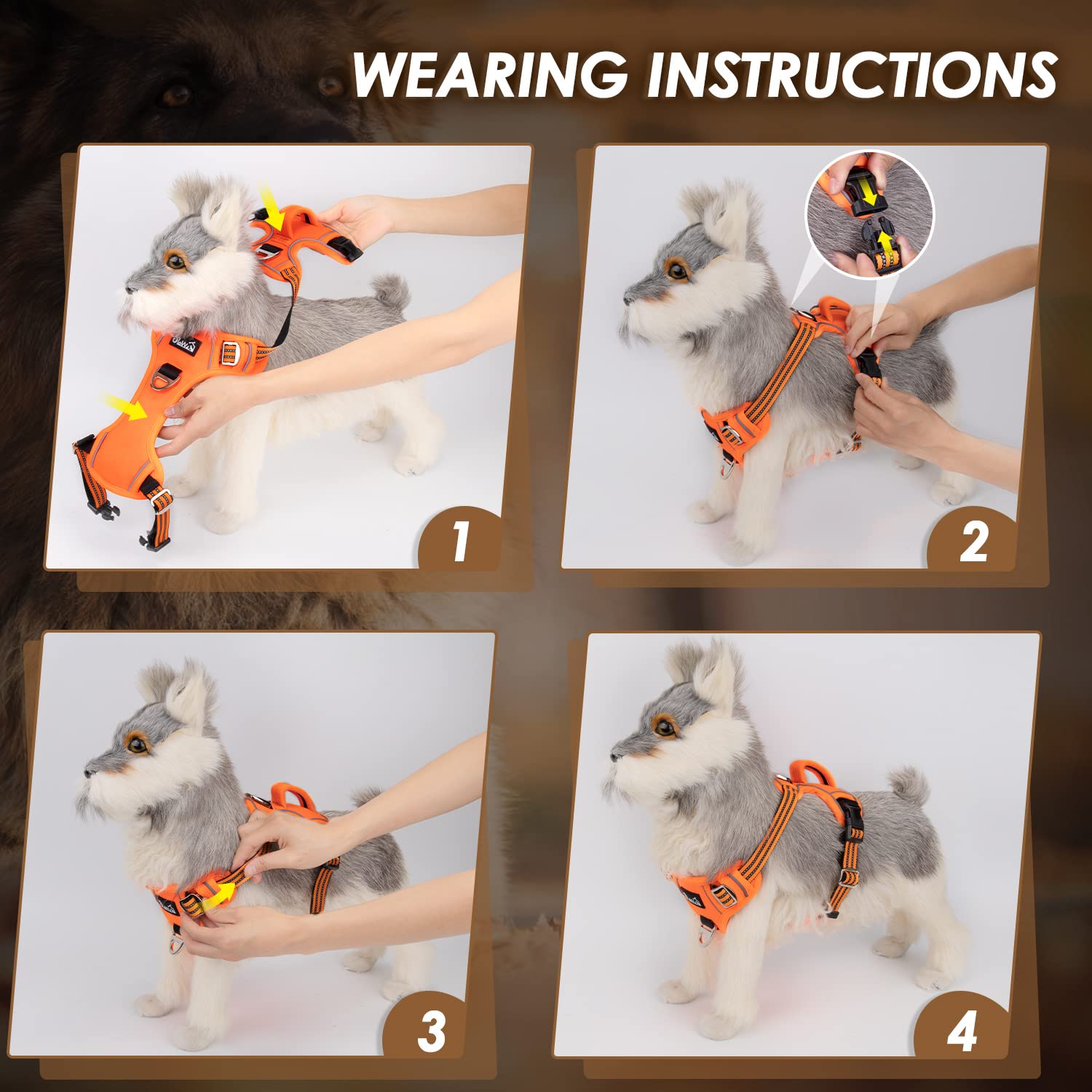 No Pull Dog Harness - Heavy Duty Choke-Free Pet Harness with 2 Leash Clips & Control Handle | Adjustable Padded Vest for Small, Medium, Large Dogs | Perfect for Walking, Training & Outdoor Adventures (Orange, Small)