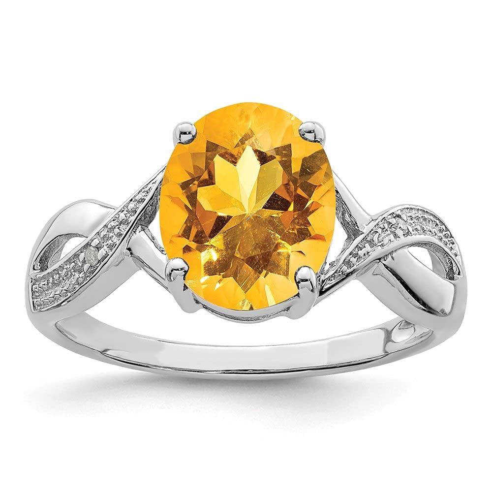 Sterling Silver Citrine and Diamond Engagement Ring for Women - Elegant Wedding, Promise, or Anniversary Jewelry Gift
