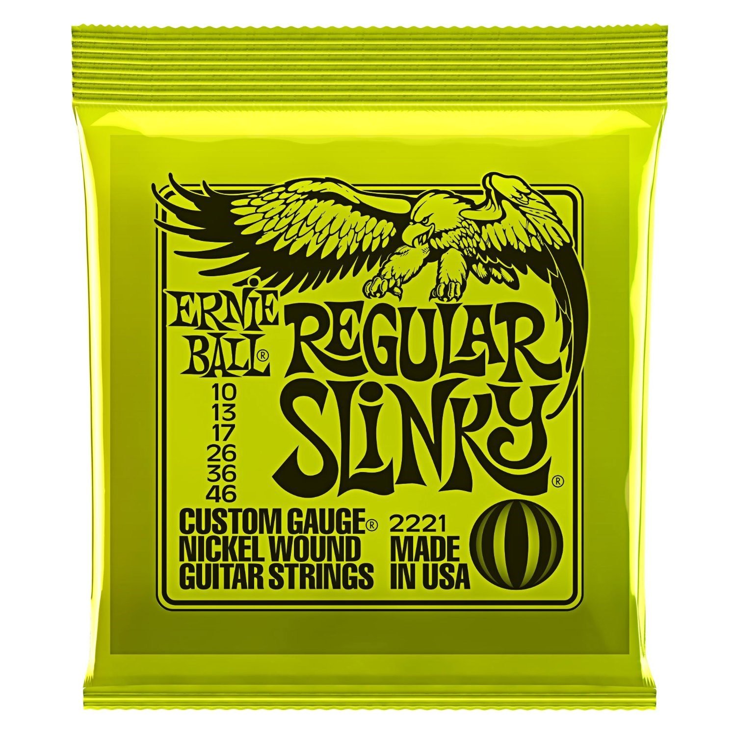 10-Pack Ernie Ball Regular Slinky 10-46 Electric Guitar Strings (2221) - Perfect for Rock, Blues & Metal - Ideal for Live Performances & Studio Recording
