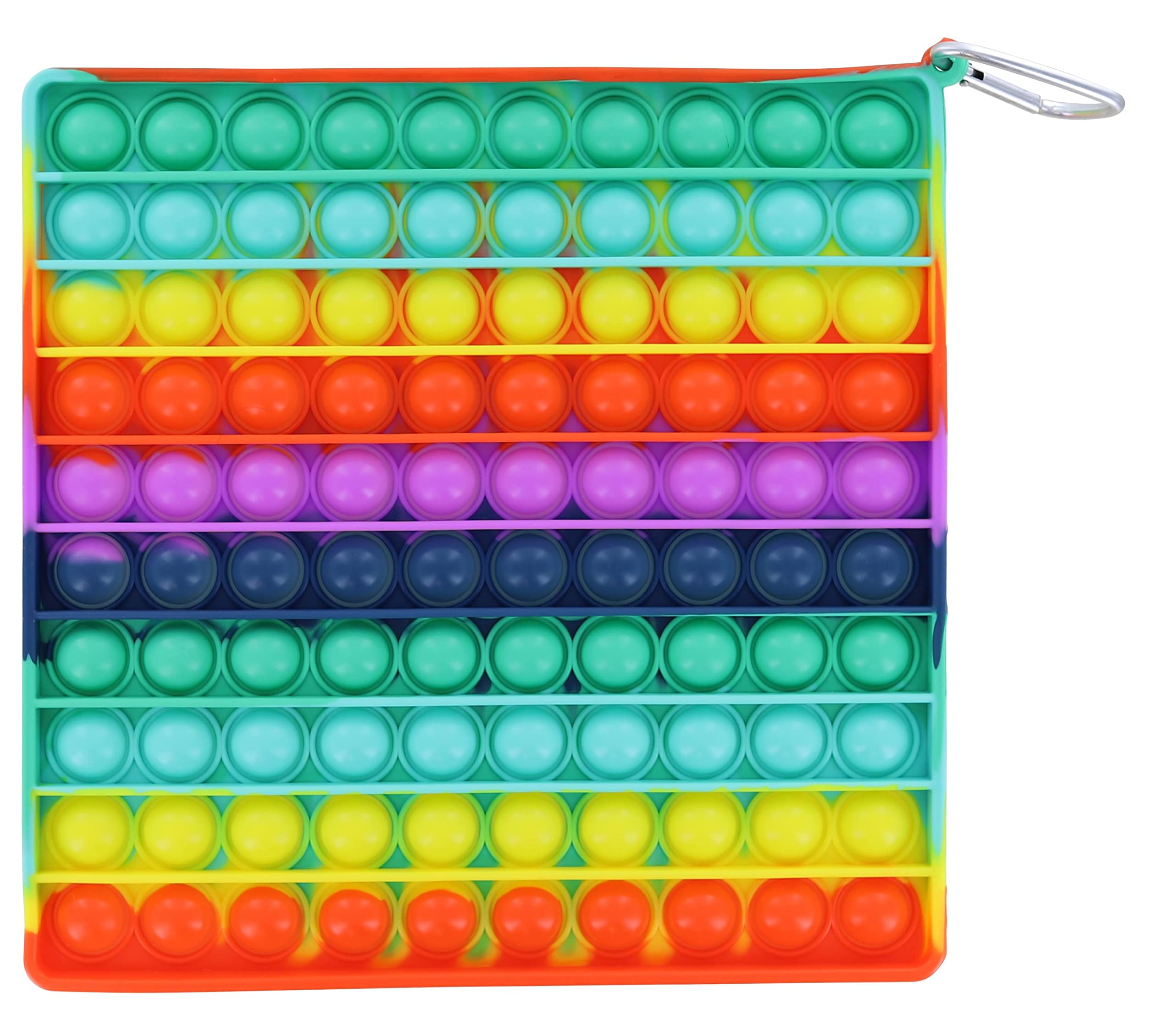 Rainbow Square 100-Button Silicone Pop Fidget Toy - Stress Relief Sensory Game for Kids & Adults with ADHD, Autism, Anxiety | Bubble Popping Sensory Toy for Classroom, Office, Travel | Fun Gift Idea for All Ages