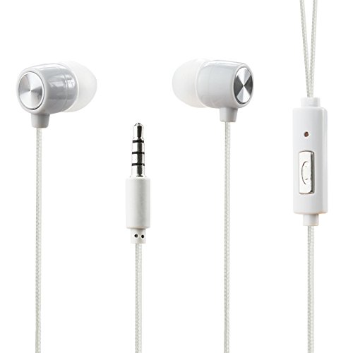 Reiko Wired In-Ear Headphones with Braided Cable & Built-in Mic - Universal Fit, Noise Isolation (White) - Perfect for Commuting, Gaming & Office Use