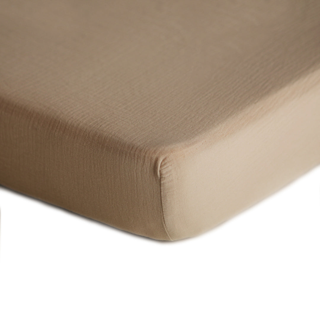Mushie Extra Soft Muslin Crib Sheet - Breathable Organic Cotton Baby Crib Fitted Sheet for Nursery, Toddler & Infant Bed - Perfect for Daycare, Travel & Home Use