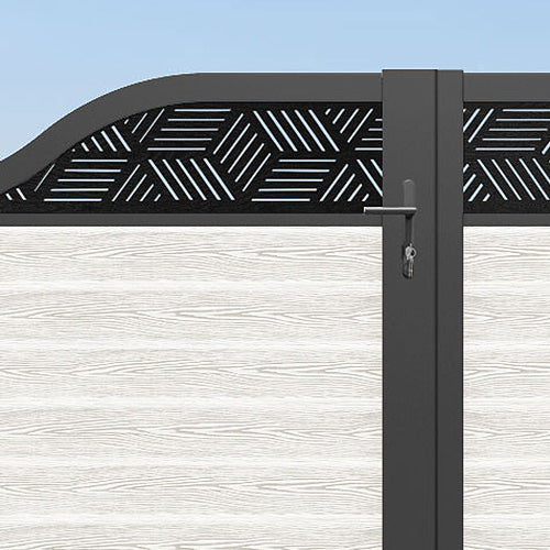 Classic Cubed Curved Top Driveway Gate in Light Stone with Top Screen - Elegant Entryway Solution for Homes, Estates & Commercial Properties
