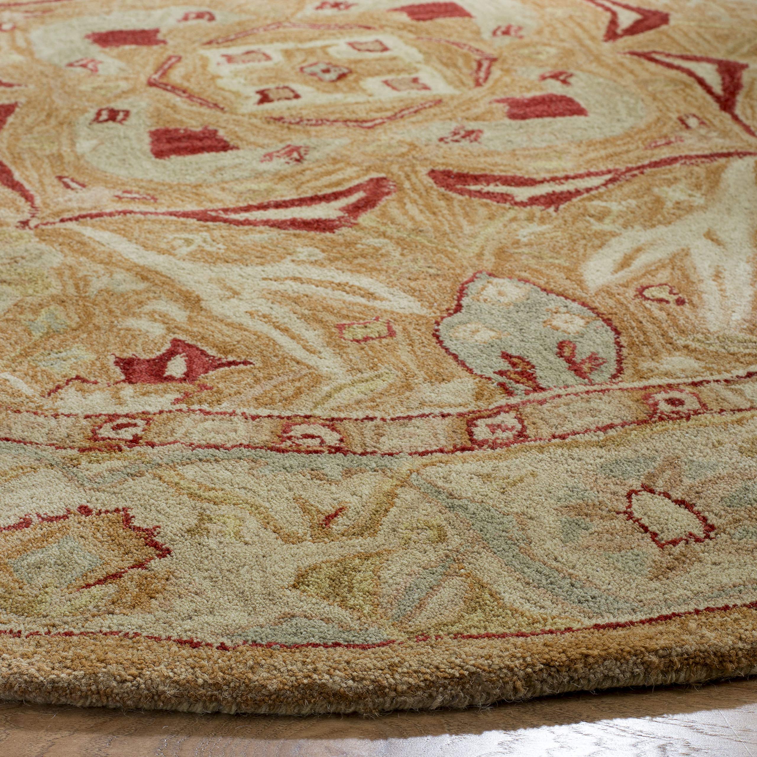 SAFAVIEH Anatolia Collection 8' Round Ivory/Beige AN514A Handmade Traditional Oriental Premium Wool Area Rug - Perfect for Living Room, Bedroom & Home Decor