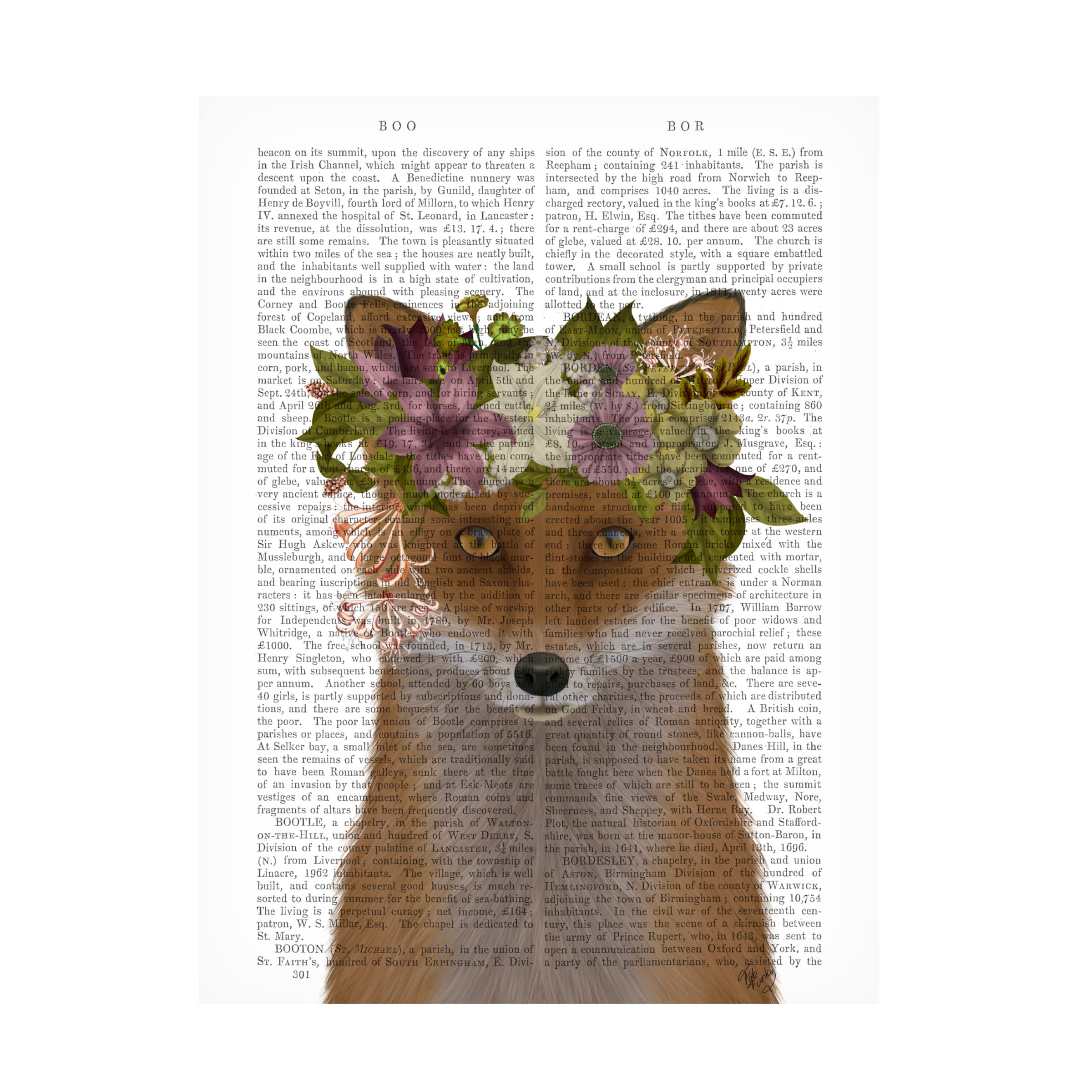 Fox Bohemian Book Print Canvas Art by Fab Funky - Vintage Wall Decor for Living Room, Bedroom & Office - Premium Trademark Fine Art Home Décor