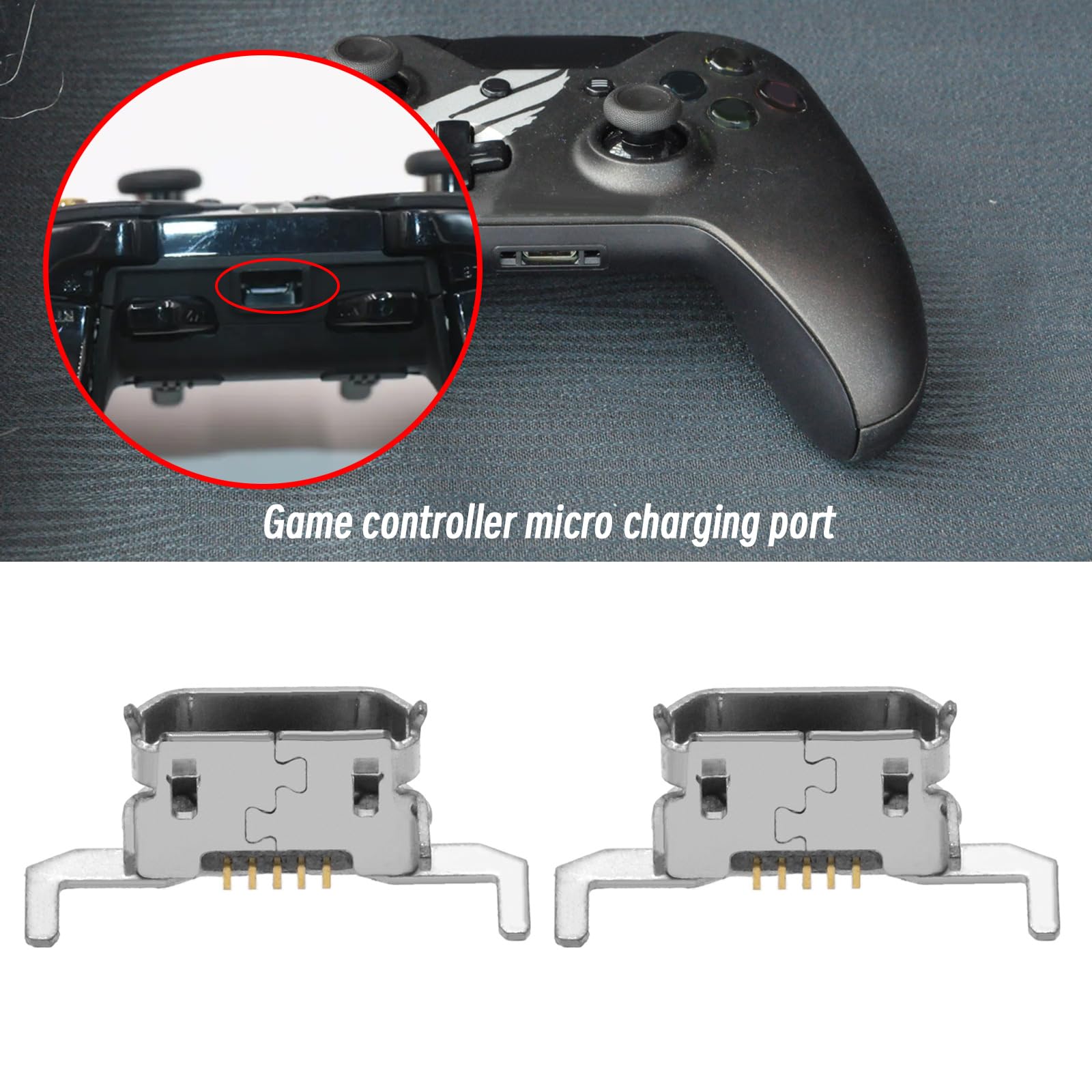 OTOTEC 4-Pack Replacement USB Charging Port Dock for Xbox One & Dual Sense Controller - Silver | Gaming Accessories for Enhanced Playtime & Charging Convenience