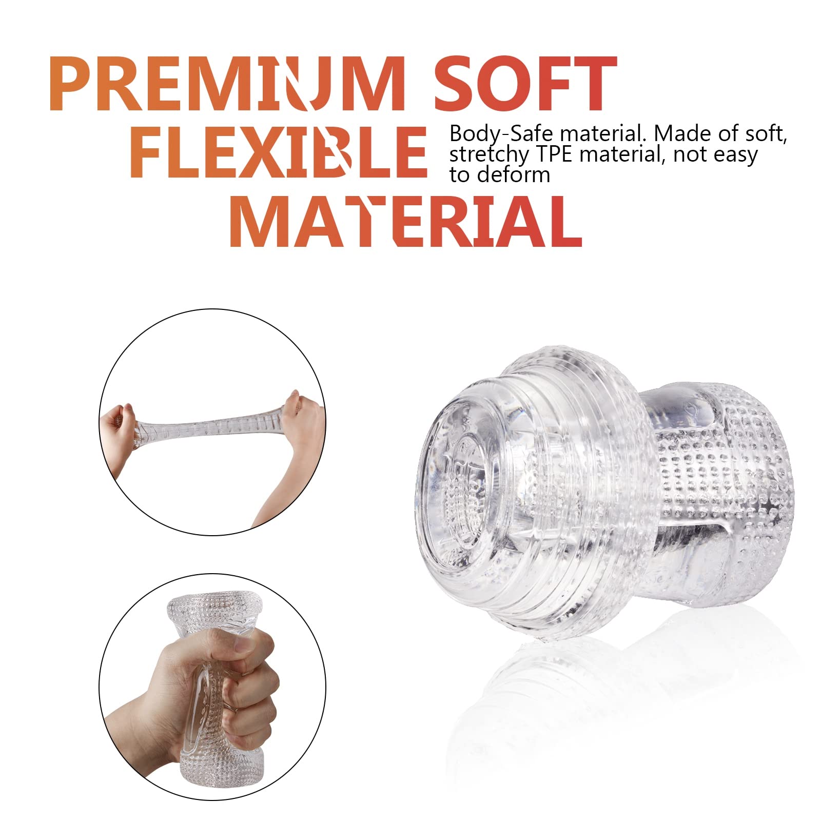 Realistic Male Masturbator - TPE Vagina Textured Stroker with Blowjob Function | Portable Pocket Pussy for Men | Discreet & Reusable Masturbation Sleeve | Perfect for Travel, Solo Play & Stress Relief