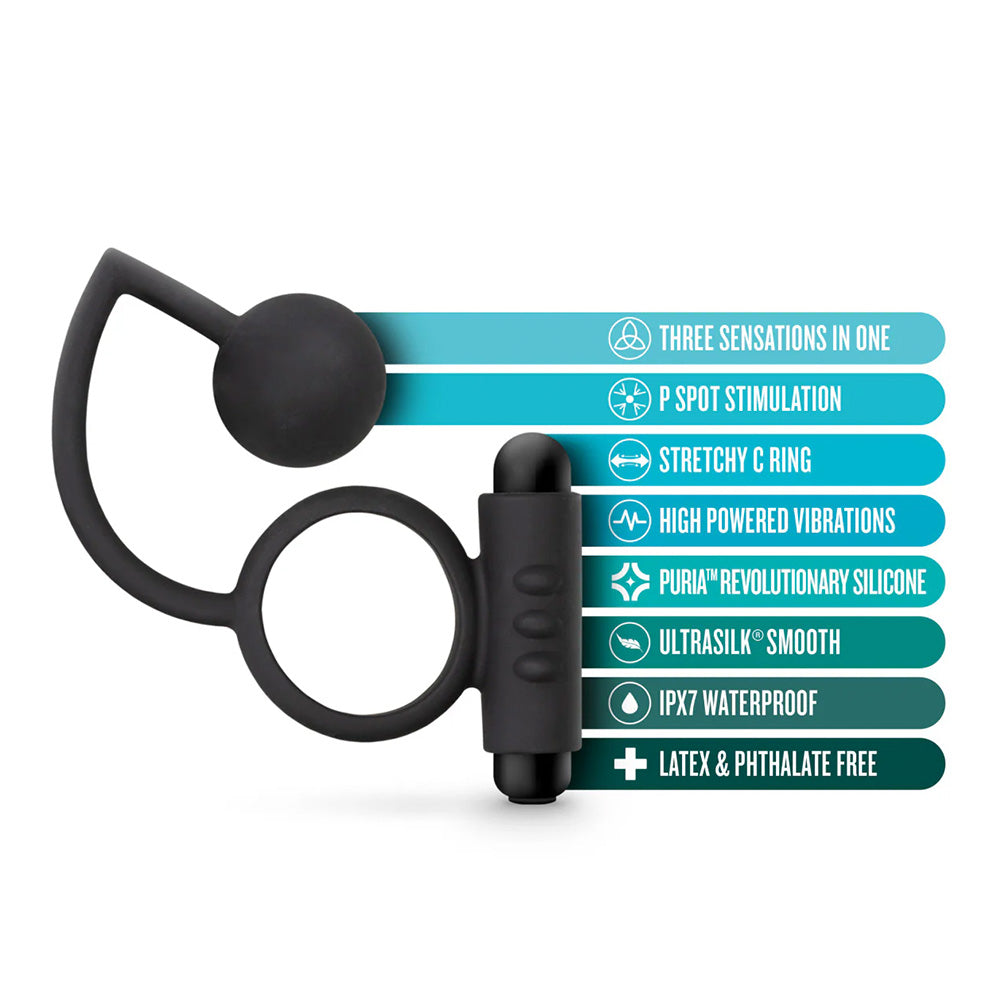 Premium Platinum Silicone Anal Ball & Vibrating Cock Ring Set - Dual Pleasure for Couples & Solo Play - Perfect for Sensual Massage, BDSM, and Intimate Exploration