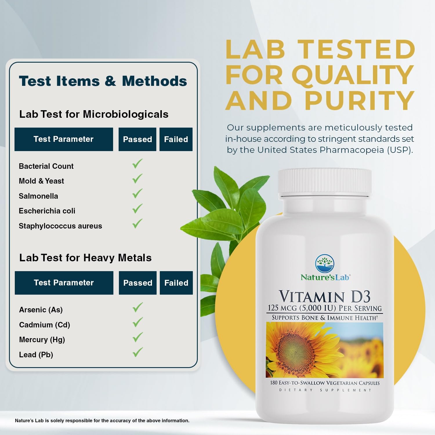 Nature's Lab Vitamin D3 5000 IU (180 Softgels) - 6 Month Supply for Immune Support, Bone Health & Heart Function | Gluten Free, Non-GMO Supplement | Supports Energy, Mood & Muscle Strength for Active Lifestyles