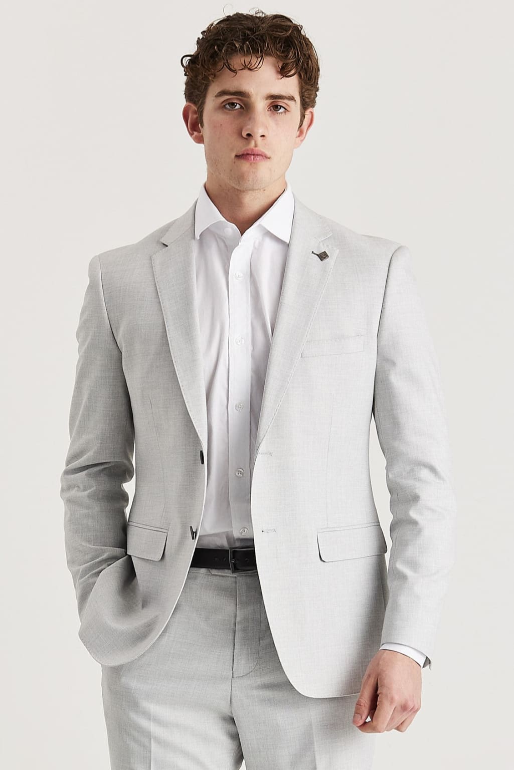 Belmont Silver Men's Two Piece Suit - Premium Slim Fit Business Suit for Weddings, Office & Formal Events