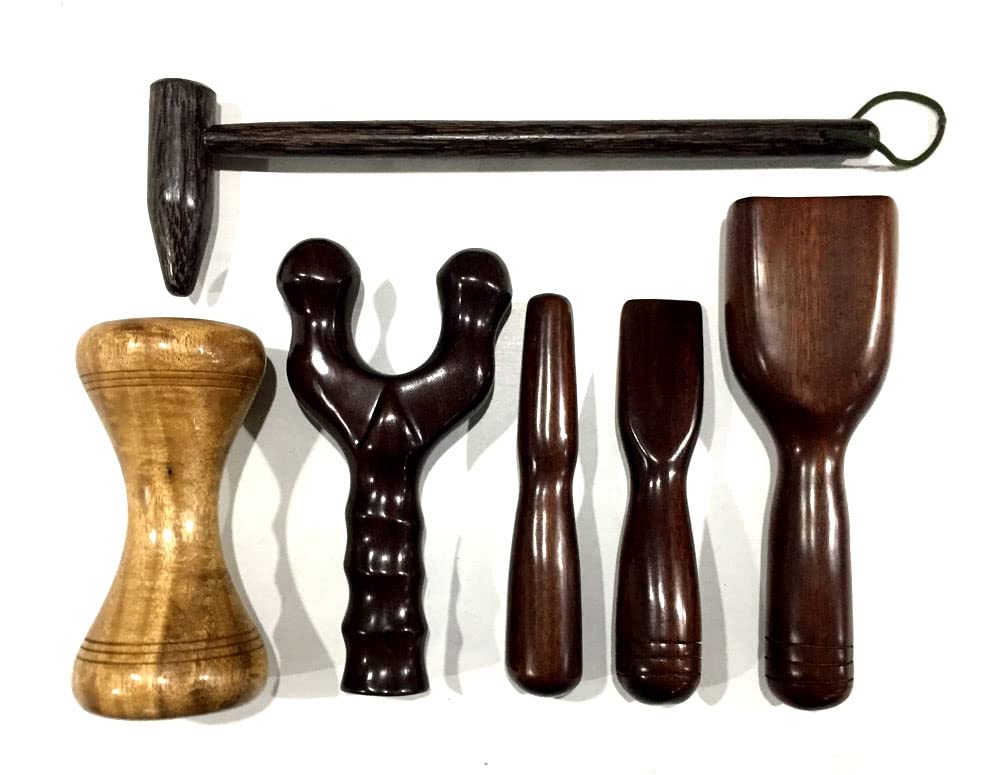 Premium Tok Sen Massage Set - Traditional Thai Wooden Therapy Hammer, Bident & Dumbbell Tools for Deep Tissue Muscle Relief | Perfect for Spa, Physical Therapy & Home Relaxation