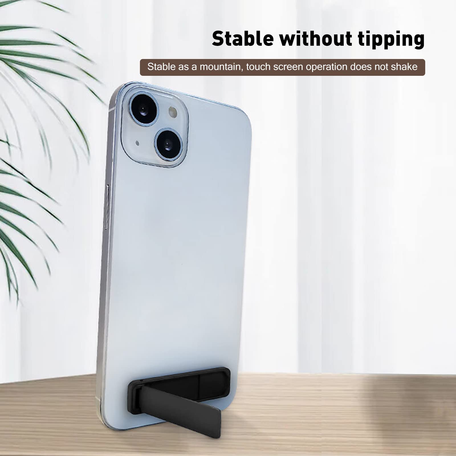 2 Pack Mini Phone Kickstand - Black Baking Paint Folding Invisible Metal Phone Stand Holder for Desk | Portable Cell Phone Stand for Watching Videos, Gaming & Video Calls
