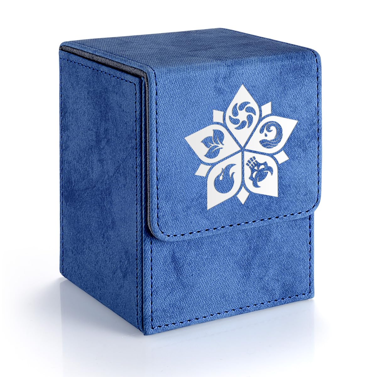 Premium MTG Deck Box for 110 Single Sleeved Commander Cards - Durable Trading Card Storage Case with 2 Dividers | Perfect for Magic: The Gathering, Card Game Organization & Protection (Denim Style)