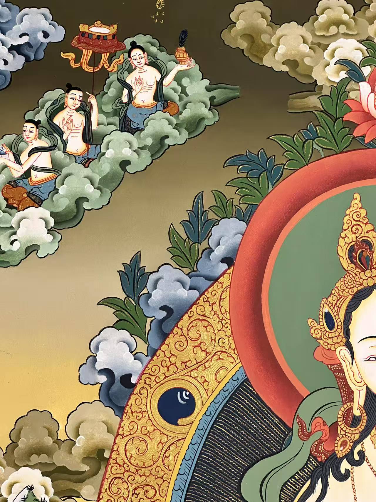 Authentic Goddess Saraswati Thangka Painting - Handmade Tibetan Buddhist Art for Home Decor & Meditation - Perfect for Yoga Studios, Spiritual Gifts & Altar Offerings