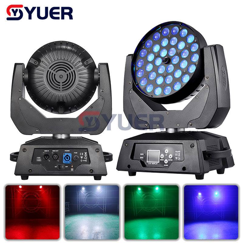YUER™ 450W RGBW 4-in-1 Moving Head Light with DMX Control - 36x12W LED Stage Lighting for DJ, Disco, Nightclub, KTV, Bar & Theater Events | Professional Spotlight for Live Shows, Concerts and Party Lighting Effects
