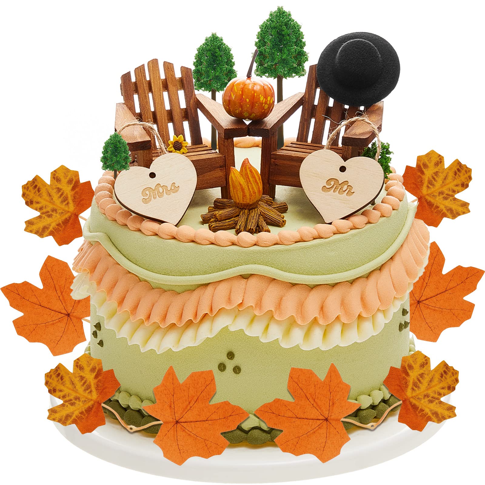 27 Pcs Mini Adirondack Chair Cake Toppers - Fall Wedding Decor, Autumn Engagement, Anniversary, Birthday Party Supplies for Couples - Perfect for Rustic, Camping, and Outdoor Themed Celebrations