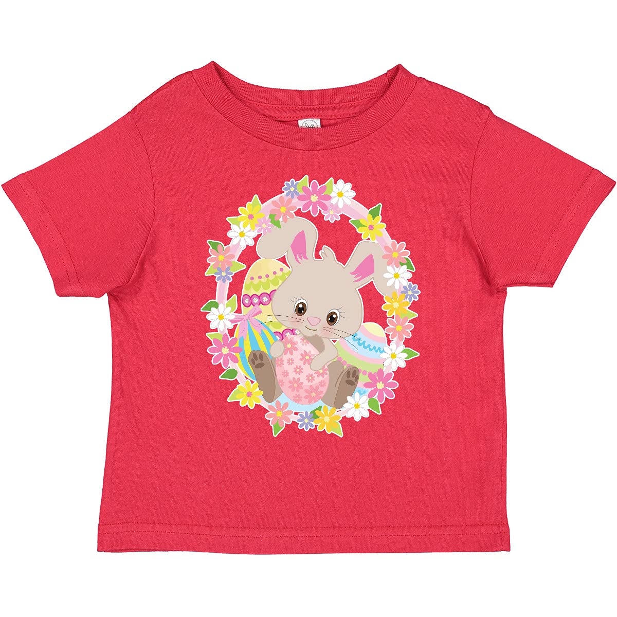 Easter Bunny Toddler T-Shirt - Floral Easter Egg Design for Kids Party