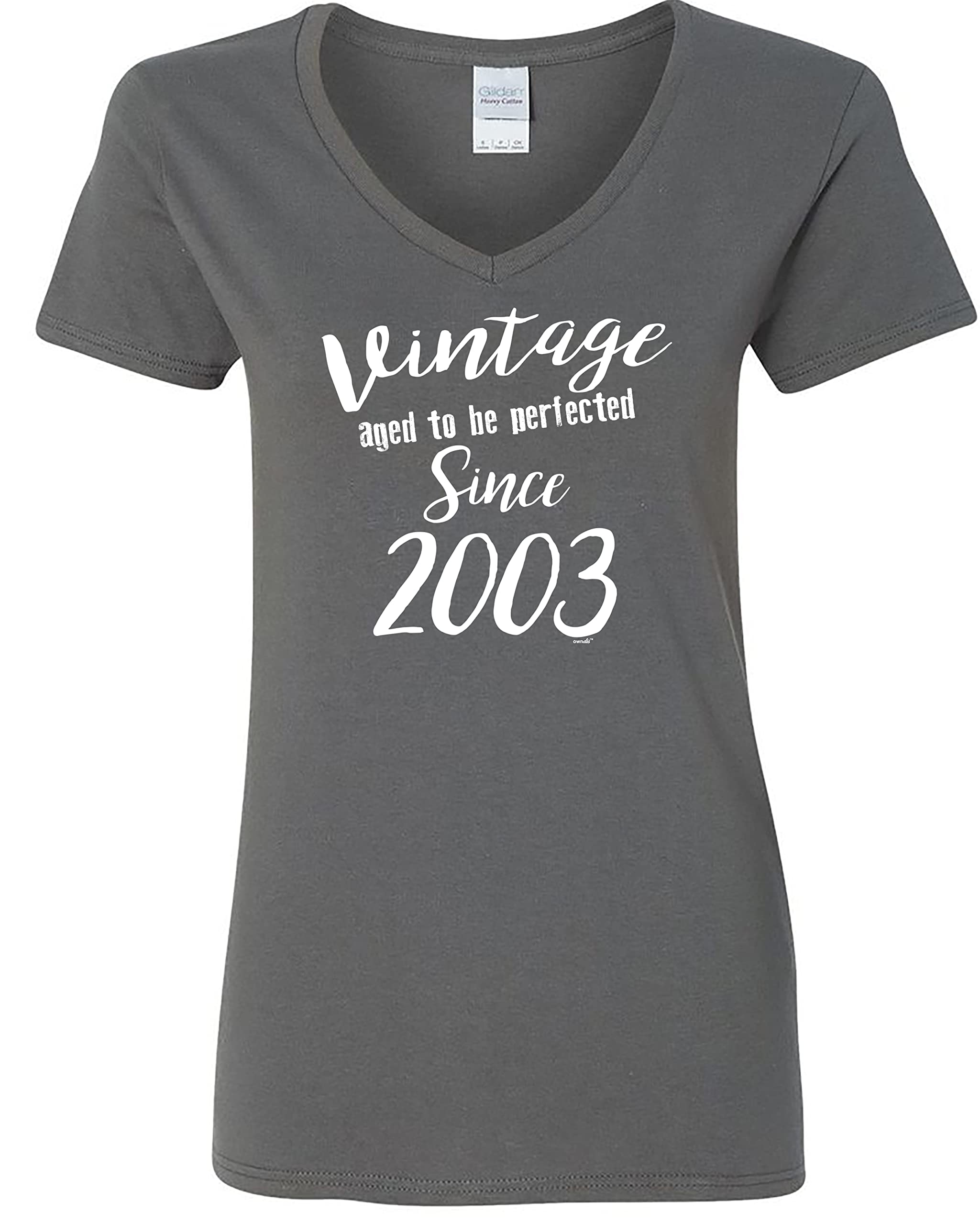 Vintage 20th Birthday Gifts for Women - Aged to Perfection Since 2003 V-Neck T-Shirt | Perfect for Birthday Parties, Milestone Celebrations & Casual Wear