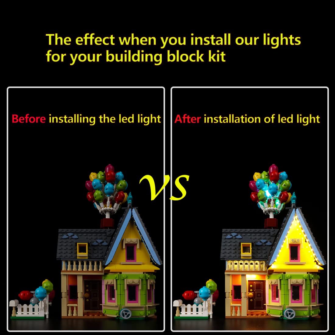 Kyglaring LED Lighting Kit for Lego 43217 Disney Pixar 'Up' House Building Blocks Set - Classic Version (No Bricks Included) - Perfect for Enhancing Model Display & Nighttime Decoration