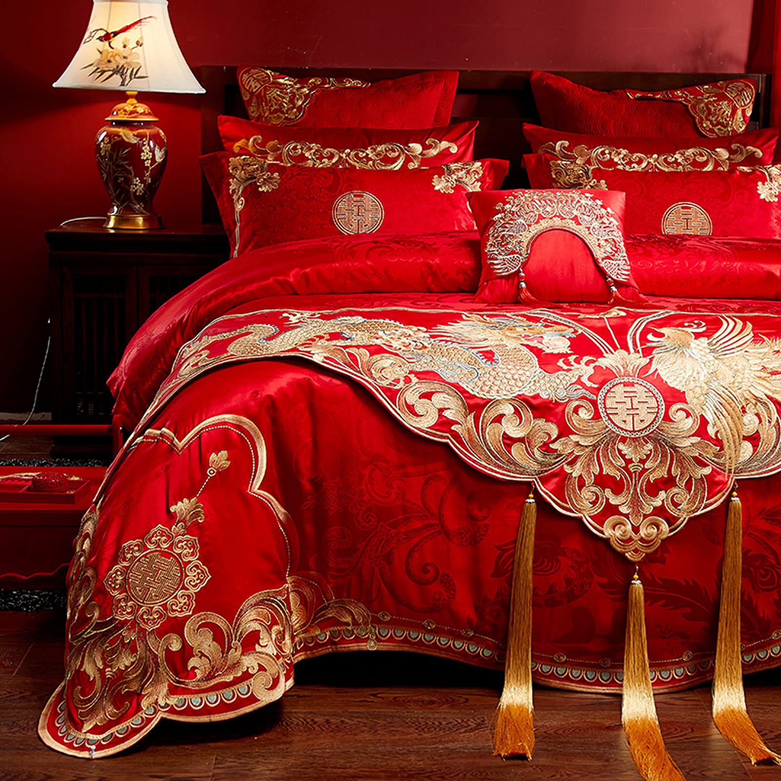 BAOFI Luxury 4/8/11-Piece Bedding Set - Soft Bed Sheets, Pillowcases, Duvet Cover & Decorative Scarf - Elegant Embroidery Design for Master Bedroom, Guest Room & Hotel Decor