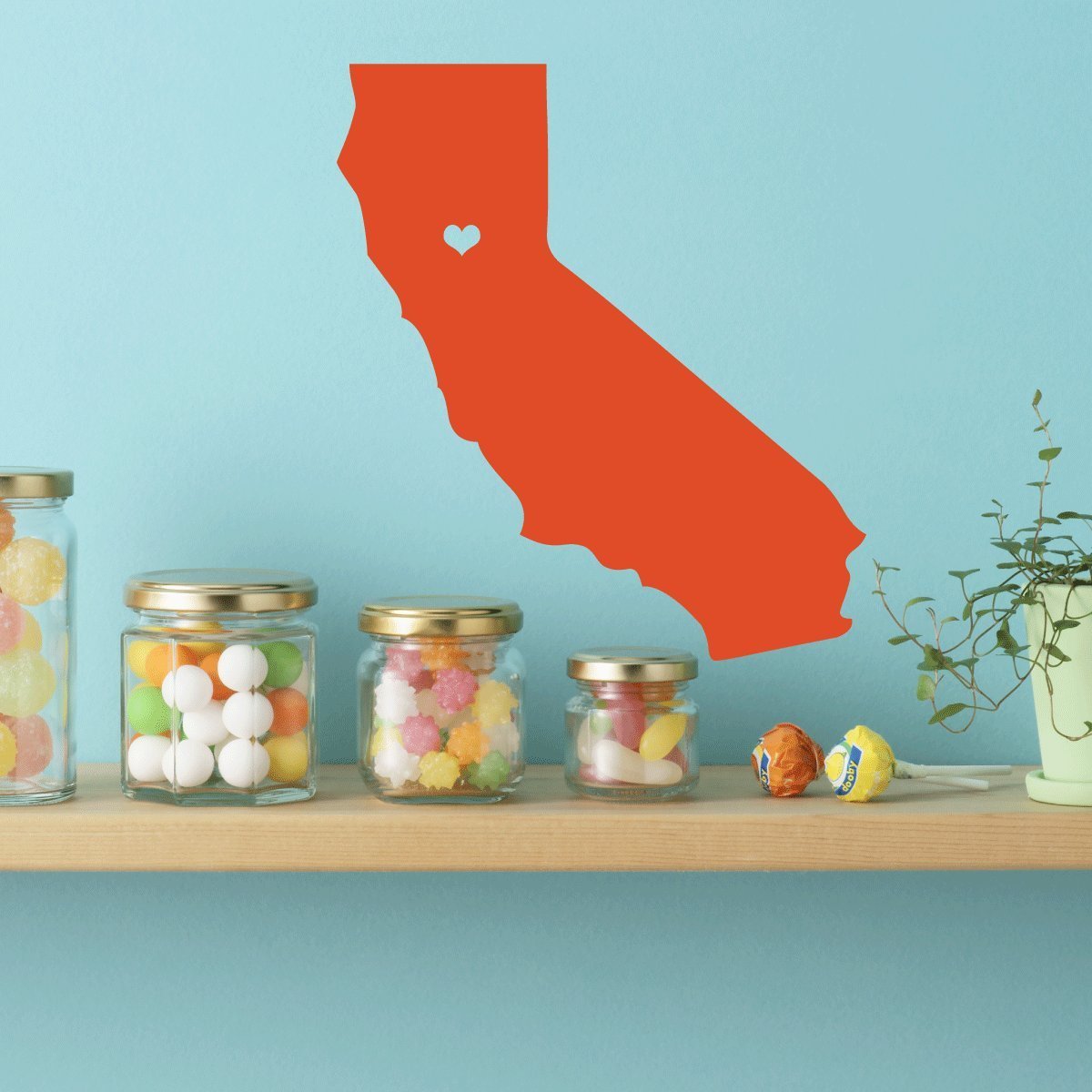 California State Decal with Heart - Premium Vinyl Wall Art Sticker for Home, Bedroom, Living Room Decor - Perfect for DIY Home Decoration, Housewarming Gifts & Nursery Wall Art