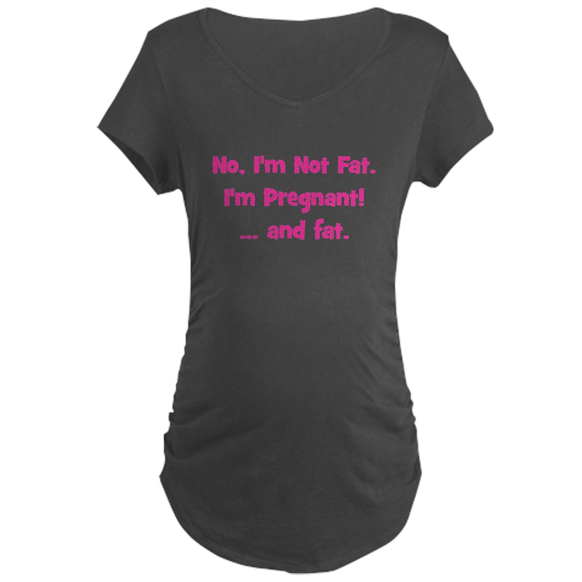 No, I'm Not Fat! (Pink) Maternity Dark T-Shirt - Women's Ruched Side Pregnancy Tee for Comfort & Style - Perfect for Baby Showers & Maternity Photos