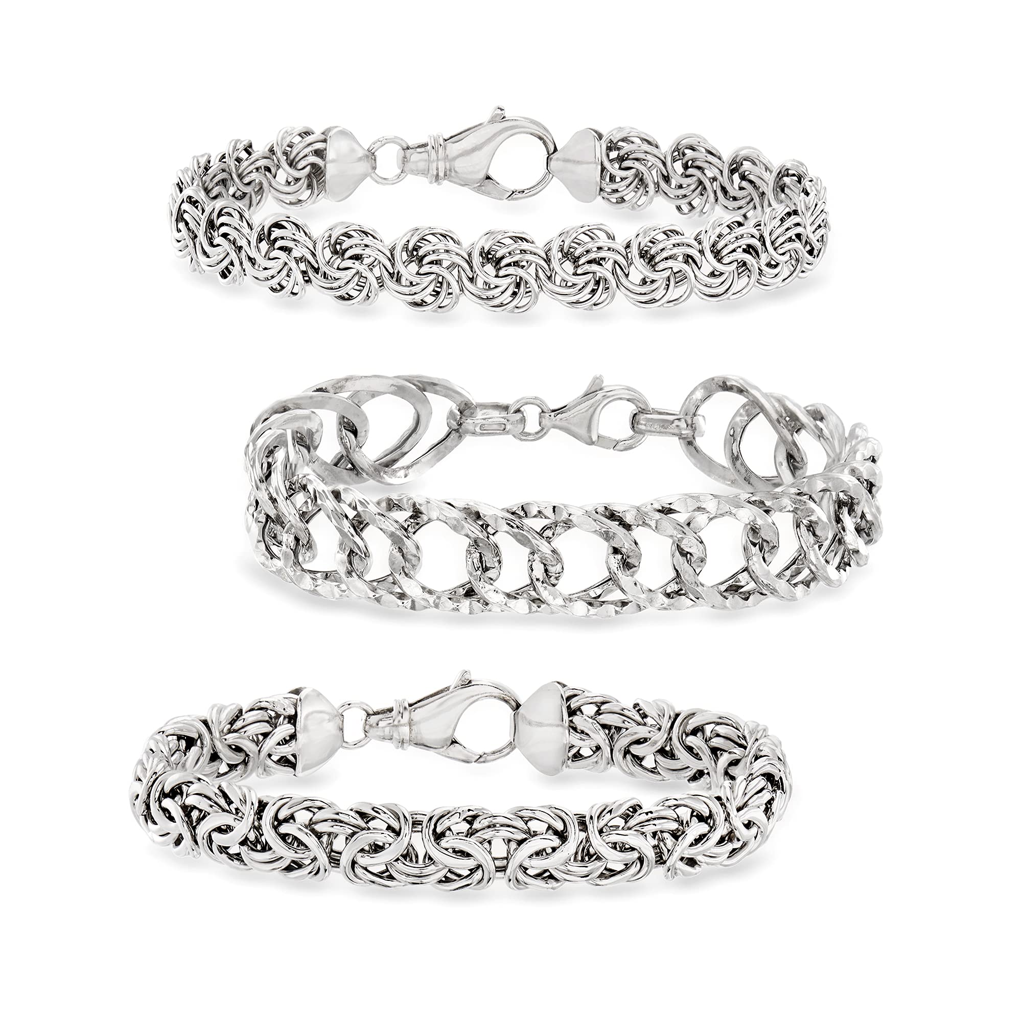 Ross-Simons Sterling Silver Jewelry Set - 3 Elegant Stackable Bracelets for Women | Perfect for Gifts, Parties & Everyday Wear