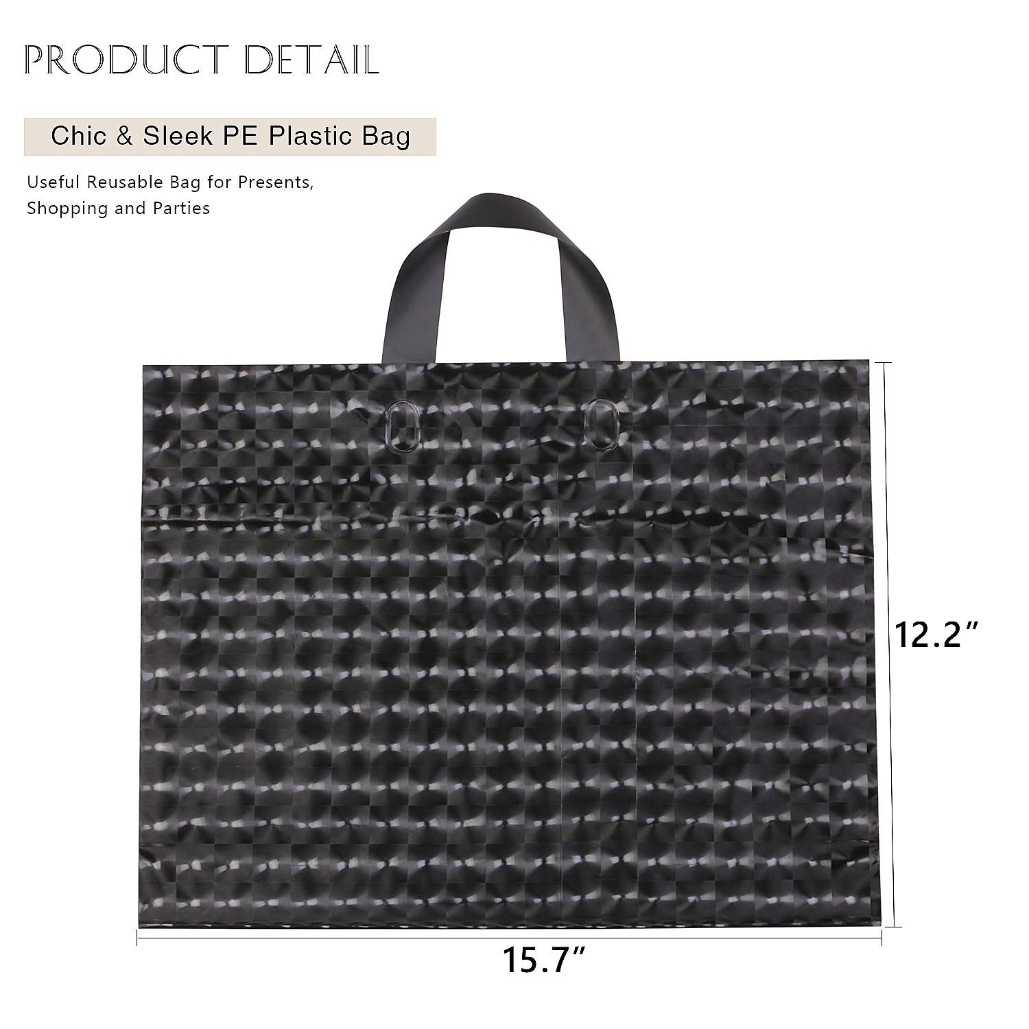 Gesodant 50-Pack Black Merchandise Bags with Handles - 15.7