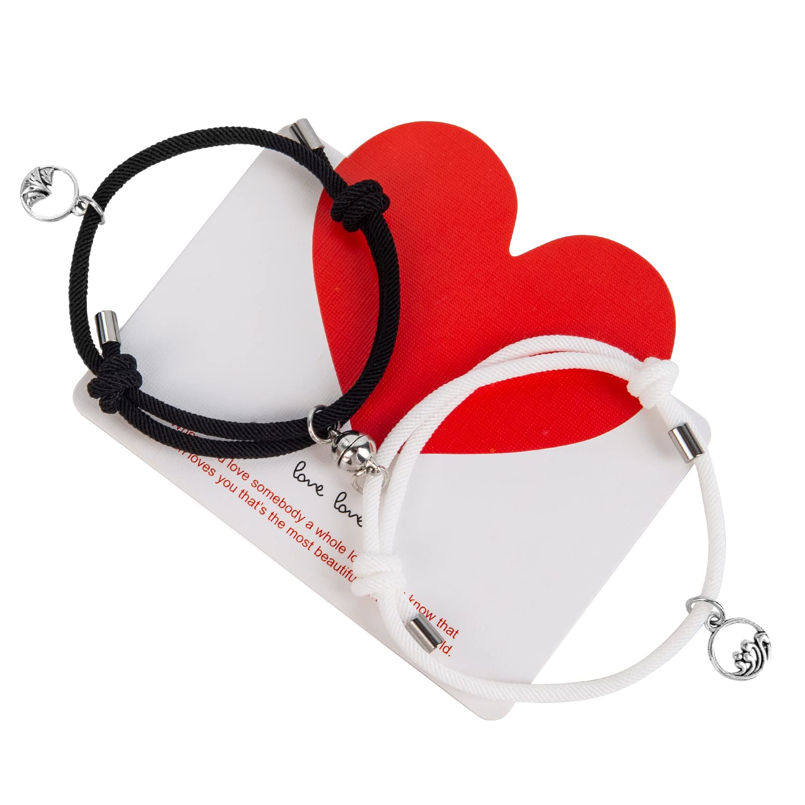 Matching Couple Bracelets Set for Women & Men - Magnetic Pendant Bracelets for Lovers, Friendship & Parent-Child Gifts | Perfect for Anniversaries, Valentine's Day & Romantic Dates