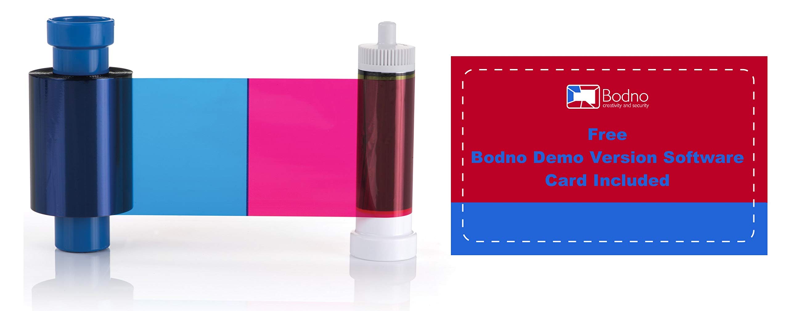 Bodno Magicard MA250YMCKOK Color Ribbon - YMCKOK - 250 Prints with Software Demo | Ideal for ID Card Printing, Badge Making & Office Security Systems