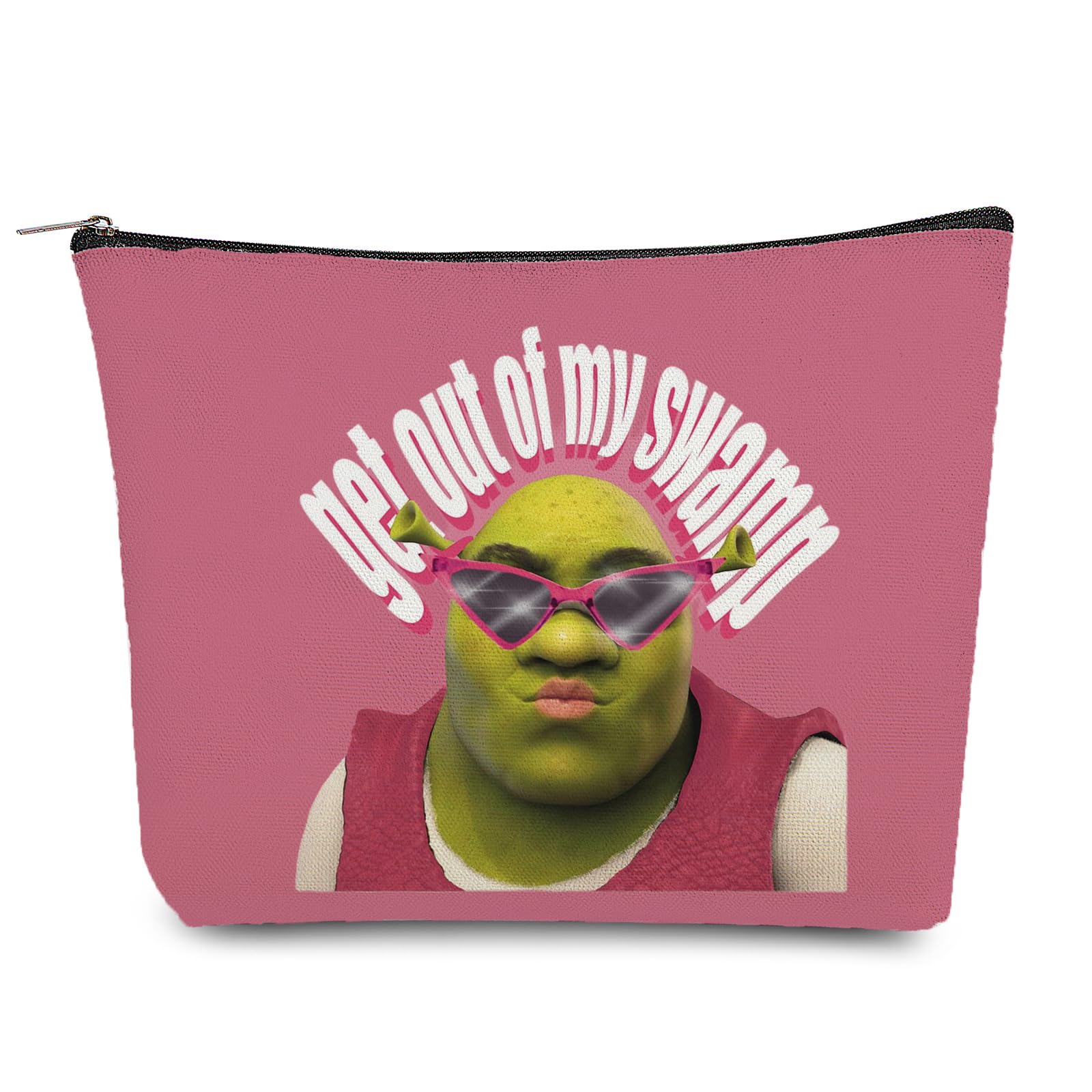Shrek Inspired Cosmetic Bag - Funny Movie Green Ogre Makeup Pouch for Fans | Pink Swamp Monster Themed Organizer with Zipper | Perfect for Daily Use, Travel & Gift for Shrek Lovers