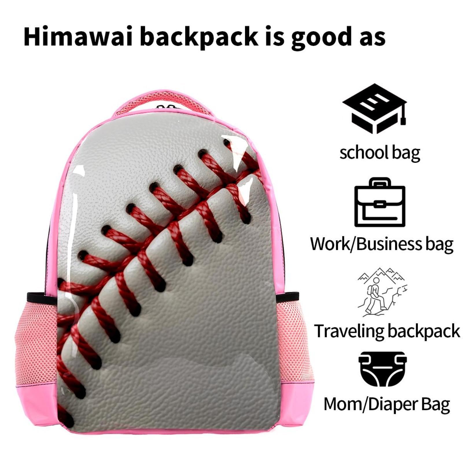 Stylish Travel Backpack for Women & Men - Durable Baseball Line Texture Design - Perfect for Hiking, Commuting & College Campus Use