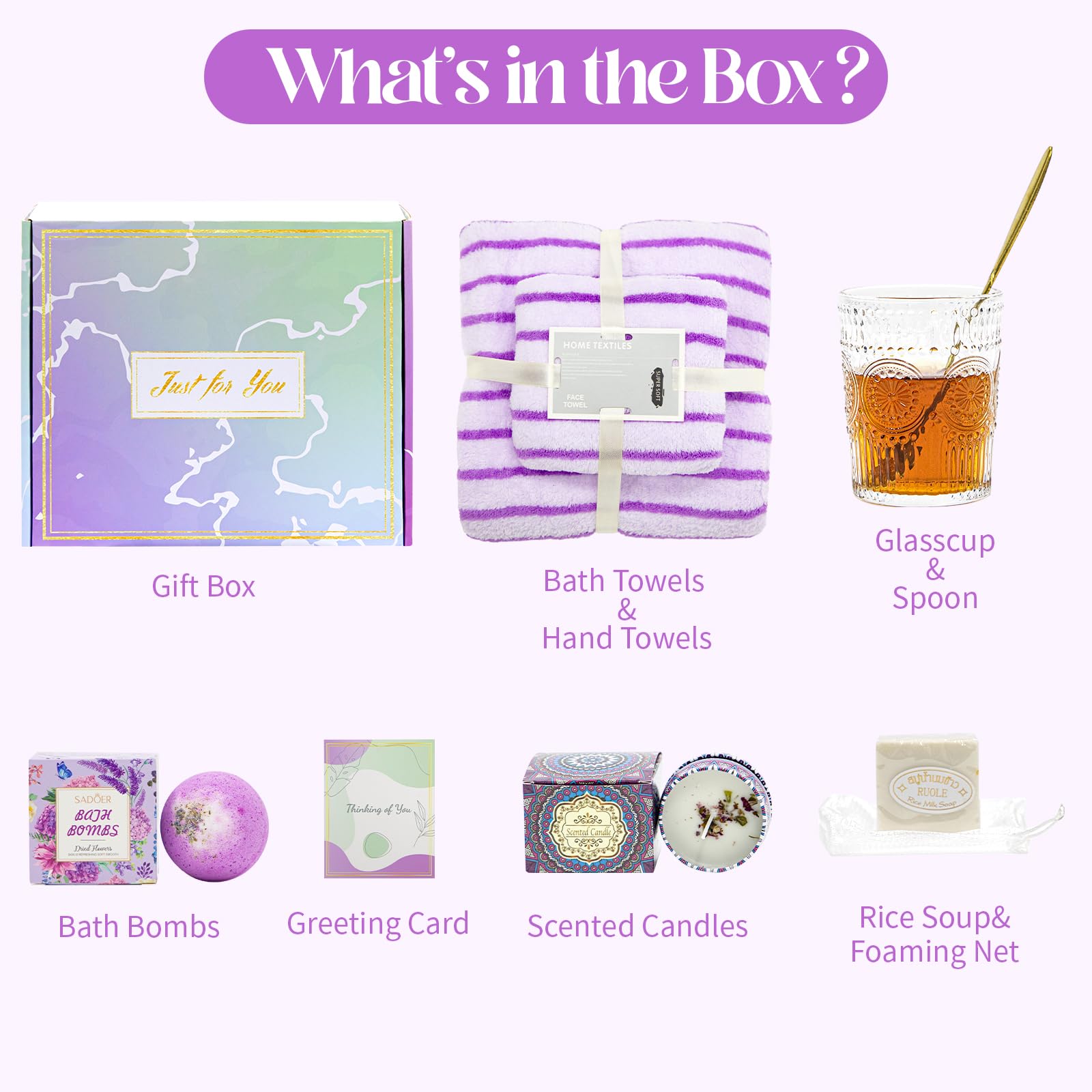 Premium Self Care Gift Basket for Women - Luxe Spa & Sympathy Gift Set with Purple Theme - Perfect for Mother's Day, Thinking of You Gifts, Relaxation & Pampering at Home