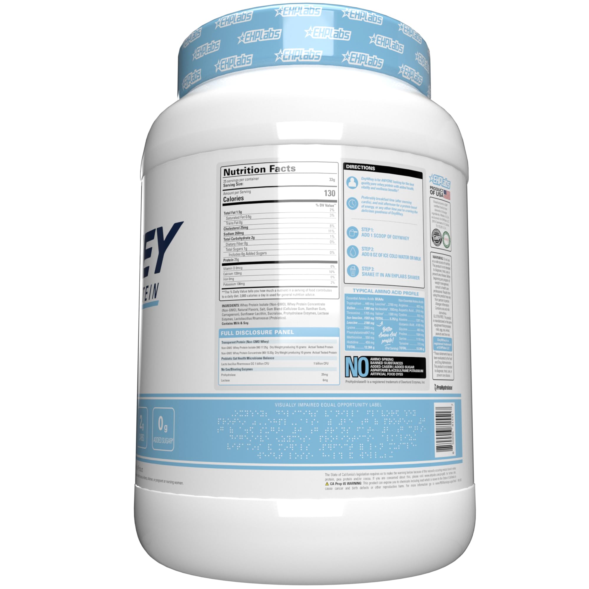 EHP Labs OxyWhey Protein Powder - 2lb Whey Protein Isolate for Muscle Growth & Recovery - Ideal for Gym Workouts, Weight Loss & Post-Workout Nutrition